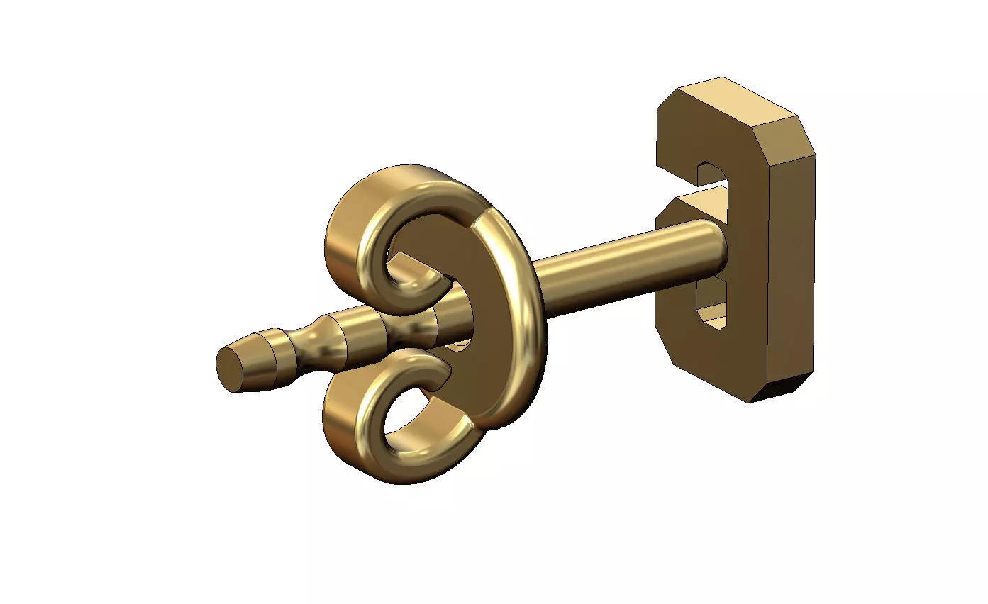 6 six number varsity font stud earring 3D print model_3