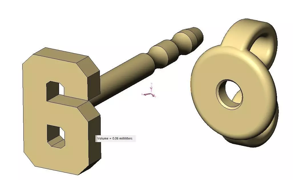 6 six number varsity font stud earring 3D print model_12