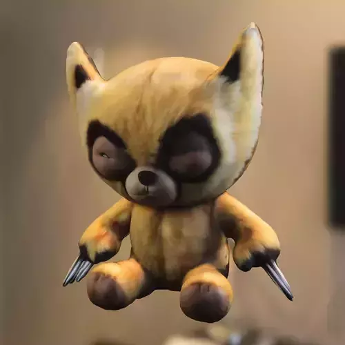 Furry Clawed wolverine Plush Low-poly 3D model
