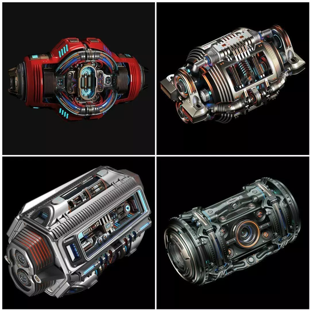 Sci Fi Elements Kitbash 4 in 1 3D Model Collection_0