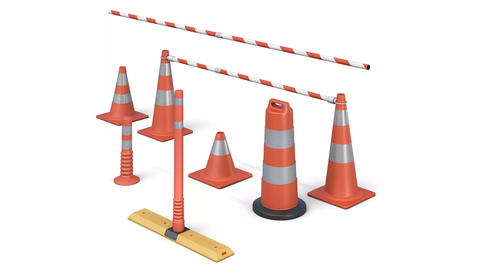 Set of Road Traffic Cones 3D model_3