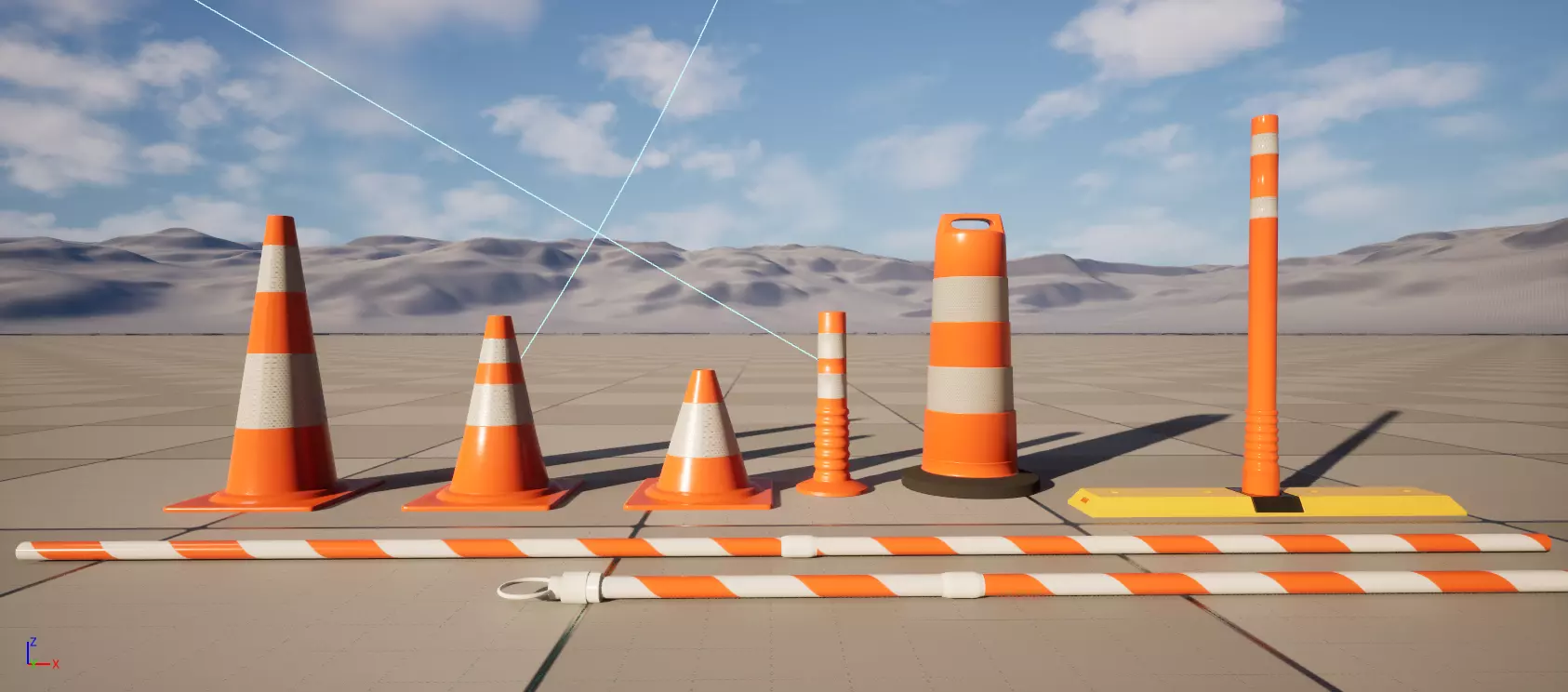 Set of Road Traffic Cones 3D model_11