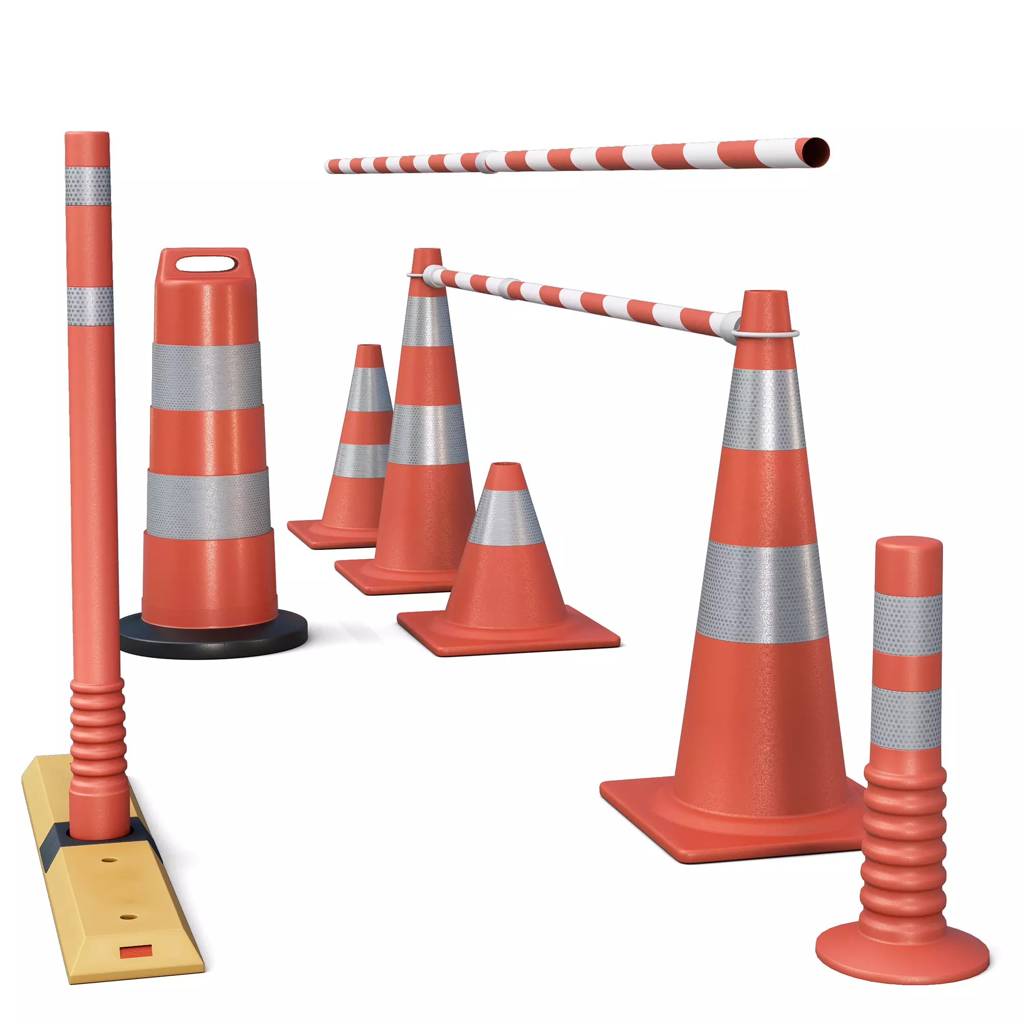 Set of Road Traffic Cones 3D model_4