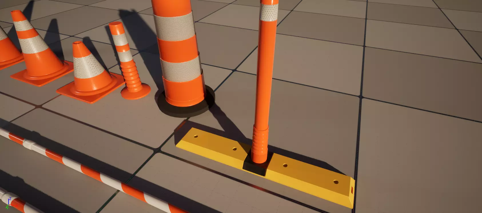 Set of Road Traffic Cones 3D model_14