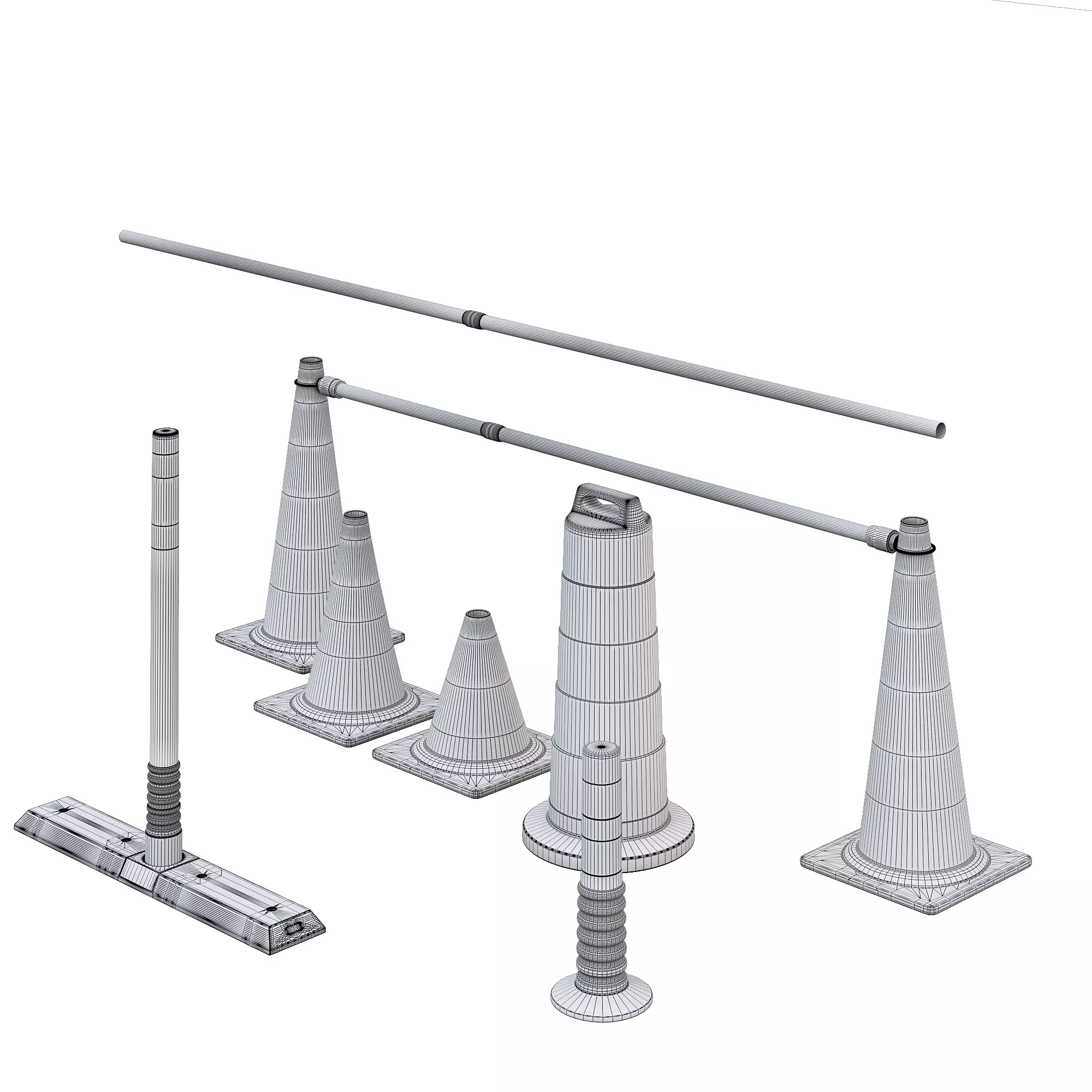 Set of Road Traffic Cones 3D model_8