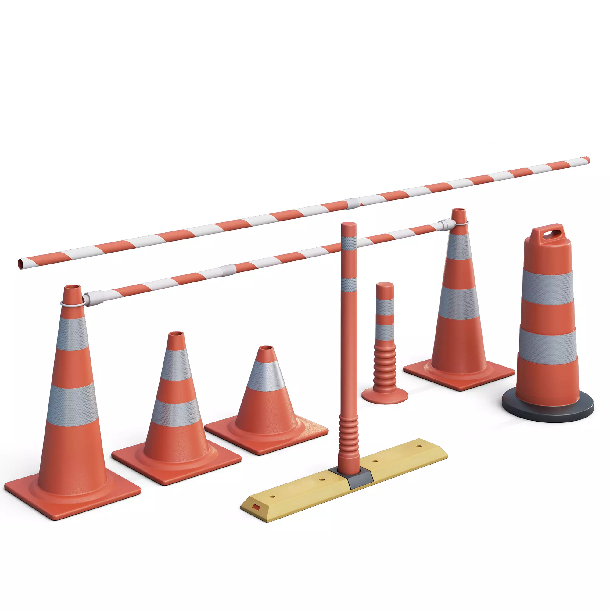 Set of Road Traffic Cones 3D model_7