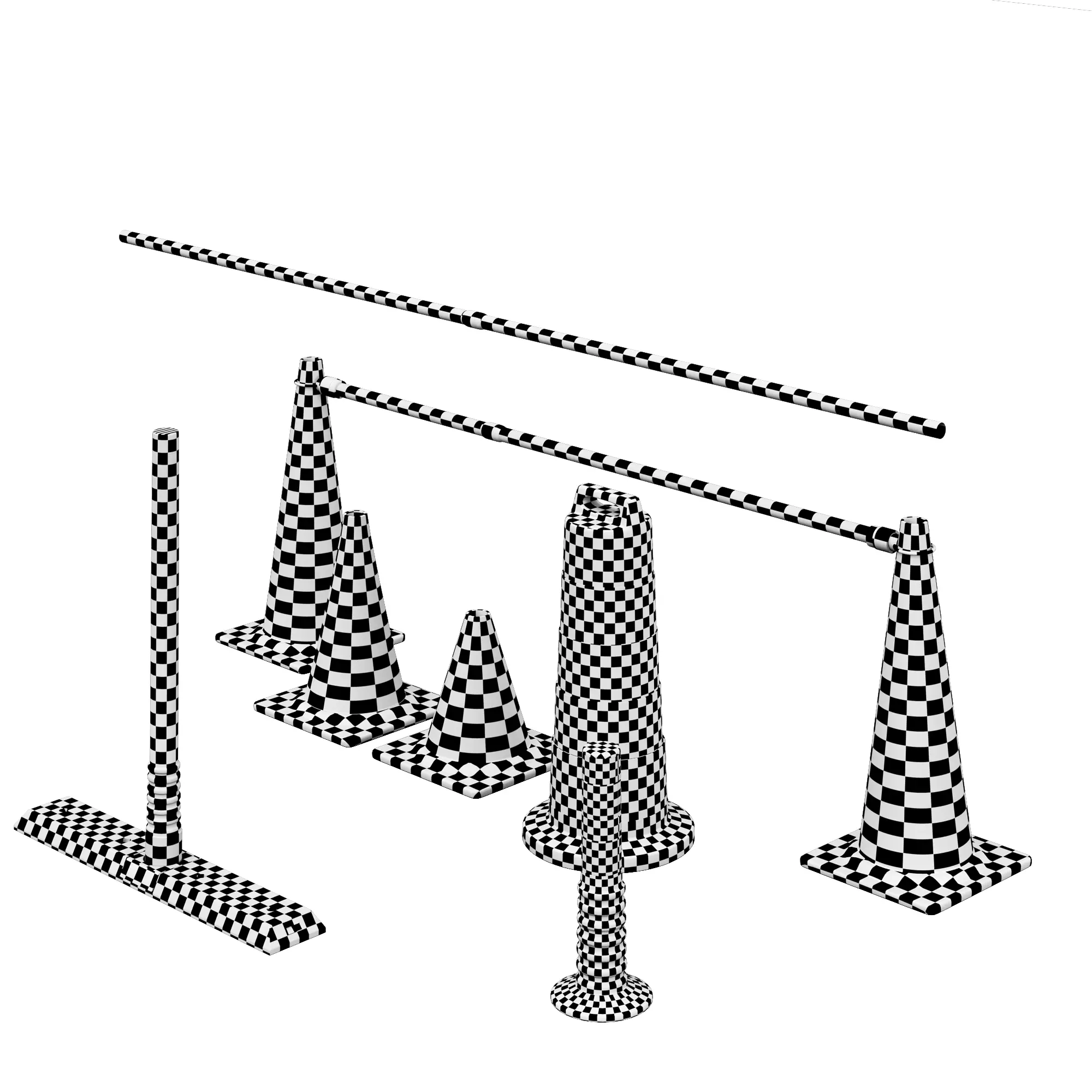 Set of Road Traffic Cones 3D model_9