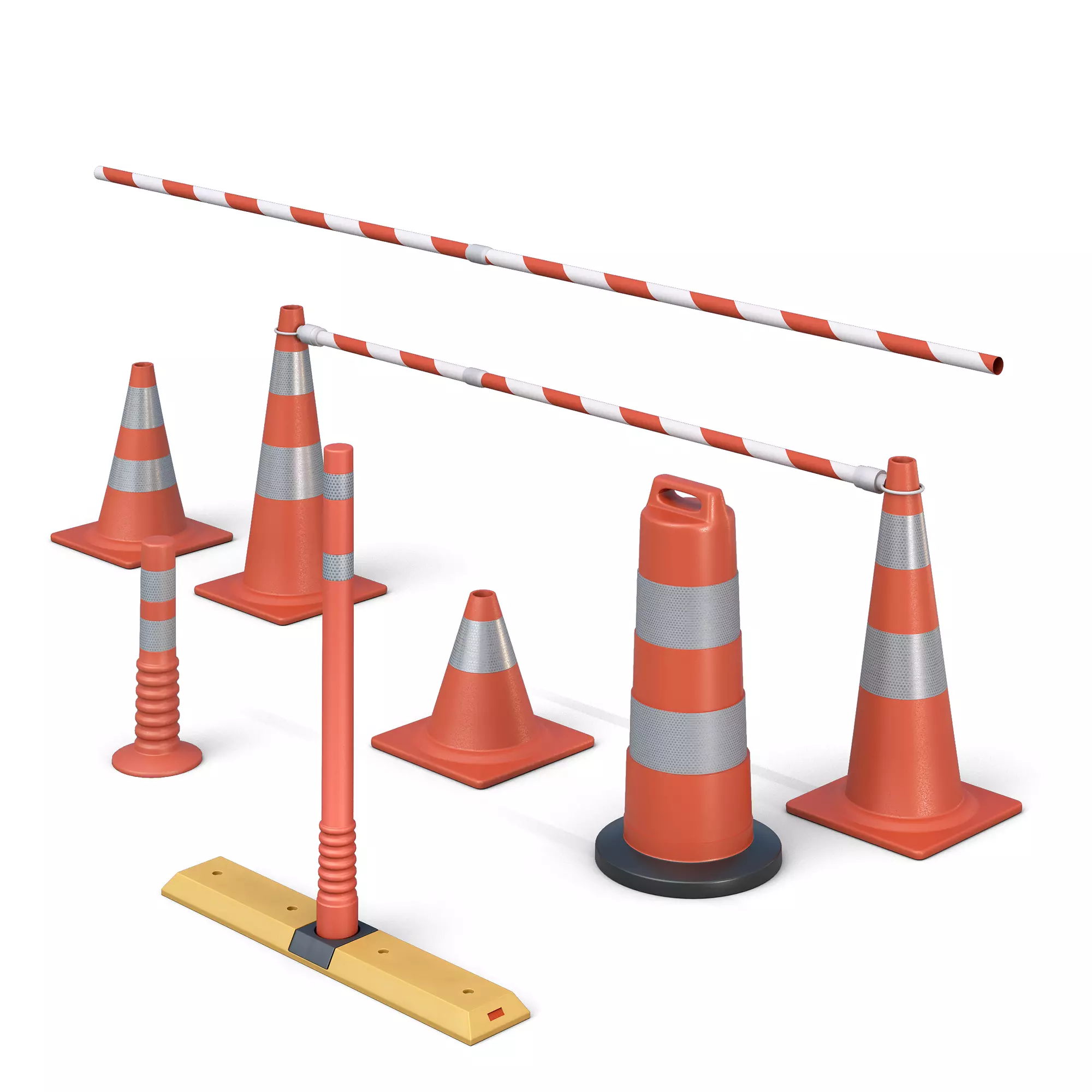 Set of Road Traffic Cones 3D model_2