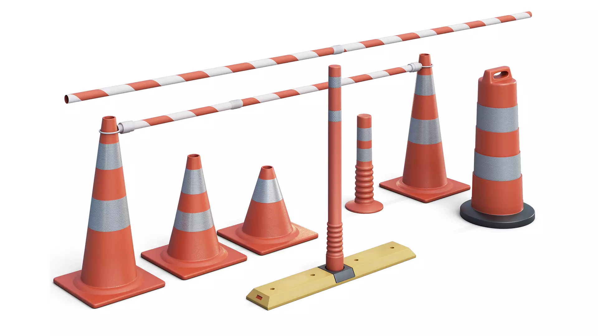 Set of Road Traffic Cones 3D model_0