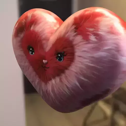 Fluffy Heart Plush Low-poly 3D model