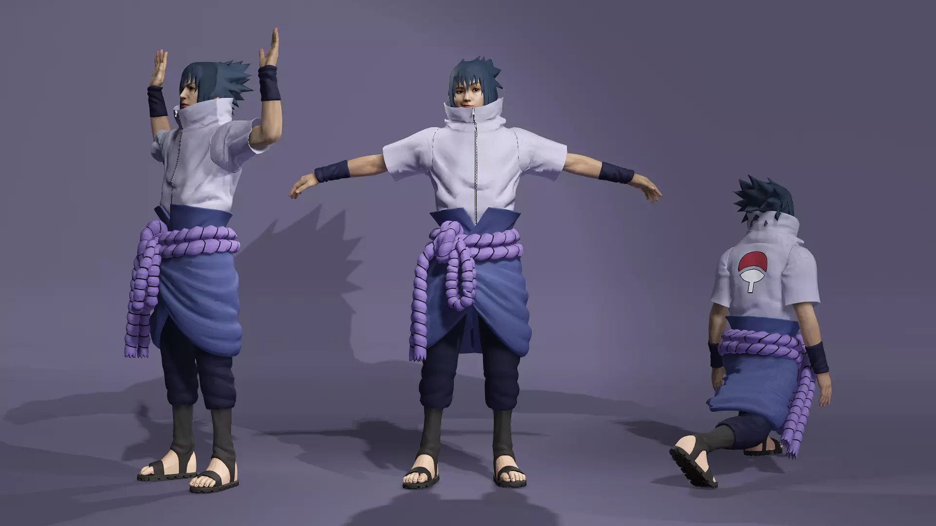 Realistic Handsome Male Ninja Uchiha Sasuke Naruto 3D model_4