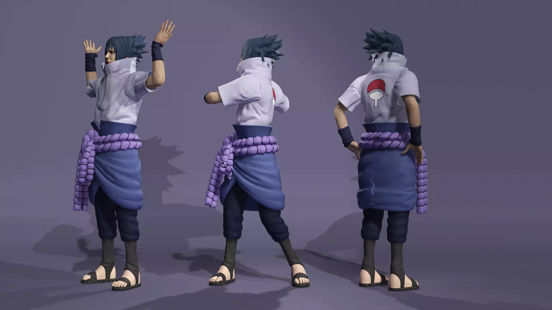 Realistic Handsome Male Ninja Uchiha Sasuke Naruto 3D model_6
