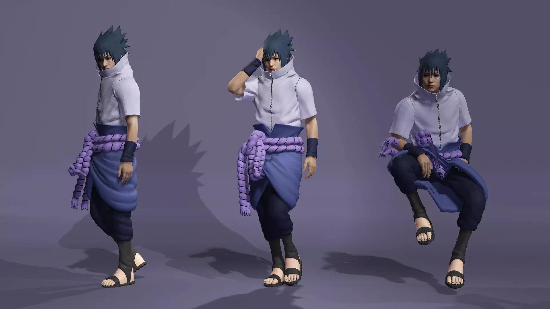 Realistic Handsome Male Ninja Uchiha Sasuke Naruto 3D model_18