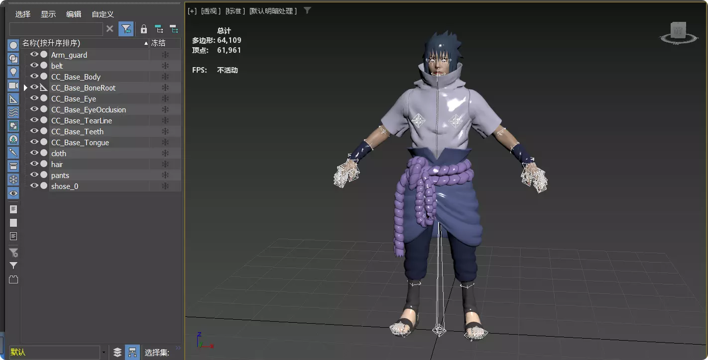 Realistic Handsome Male Ninja Uchiha Sasuke Naruto 3D model_25