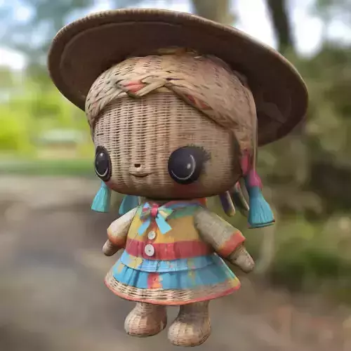 Wicker Doll with Hat