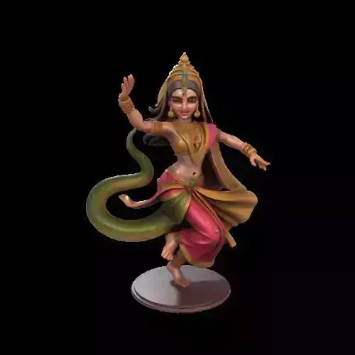 1951 Indian Serpent Woman Dancer on Pedestal  magic