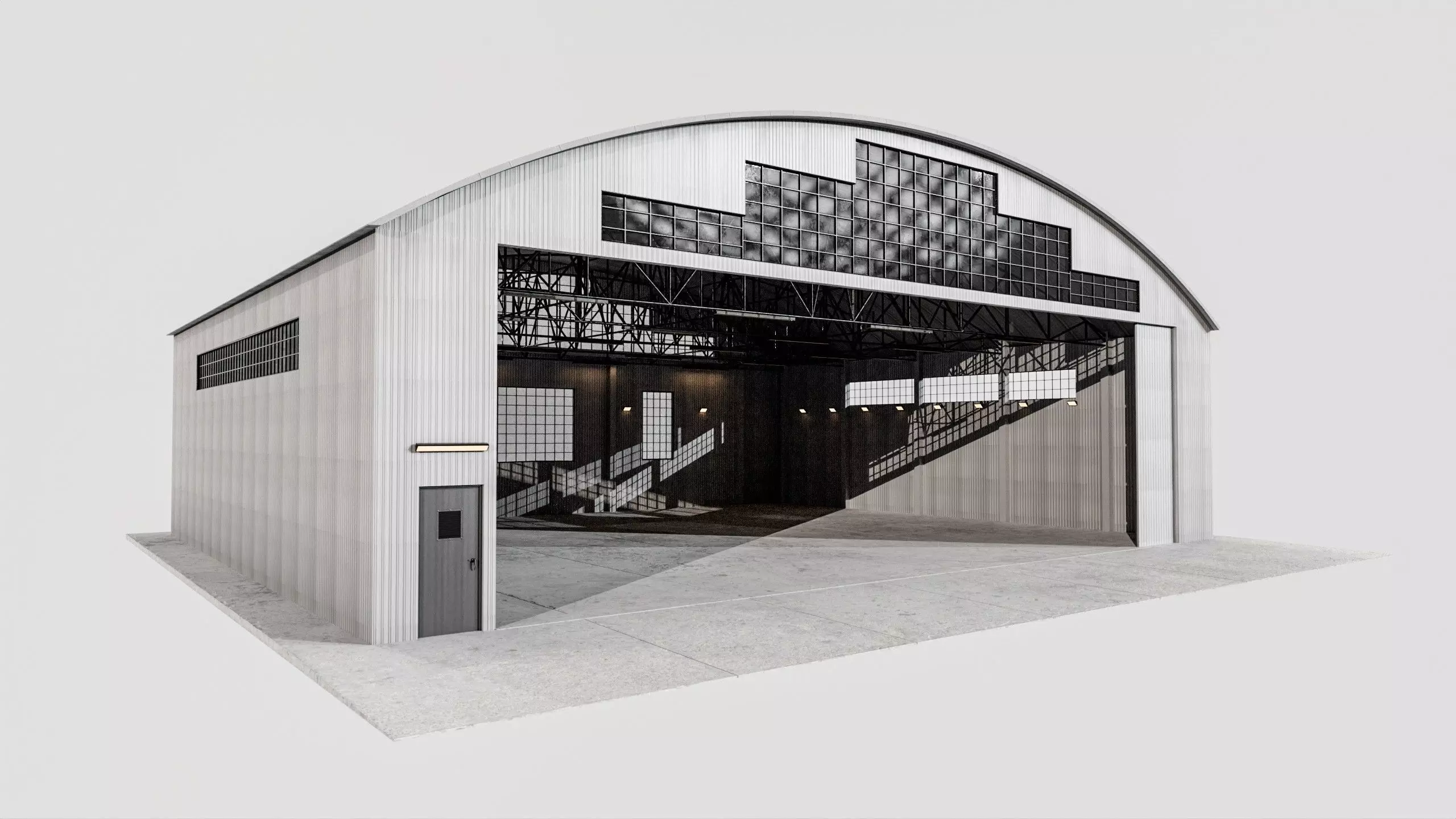 Military Aircraft Hangar 2 Types Low-poly 3D model_33