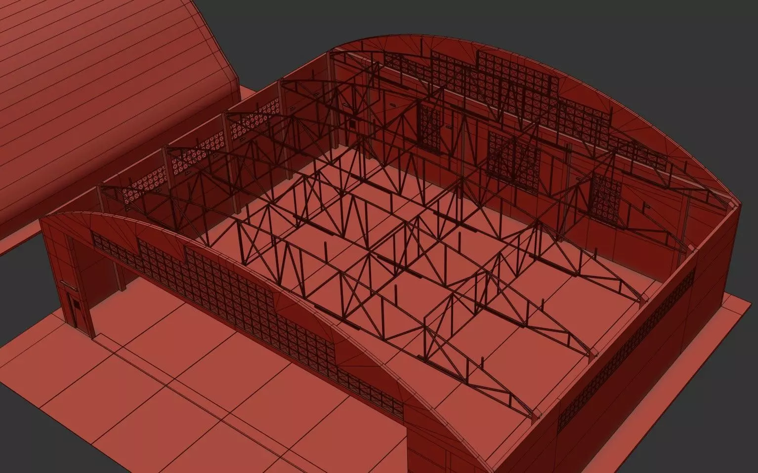 Military Aircraft Hangar 2 Types Low-poly 3D model_41