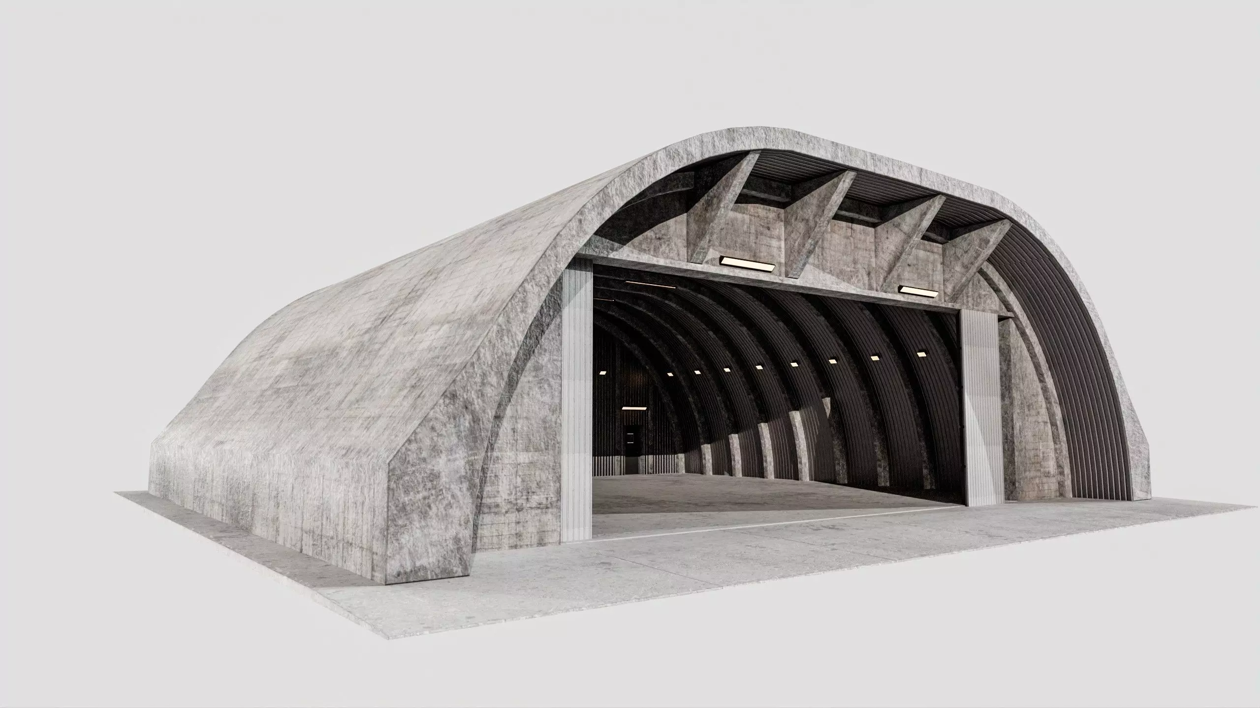 Military Aircraft Hangar 2 Types Low-poly 3D model_13