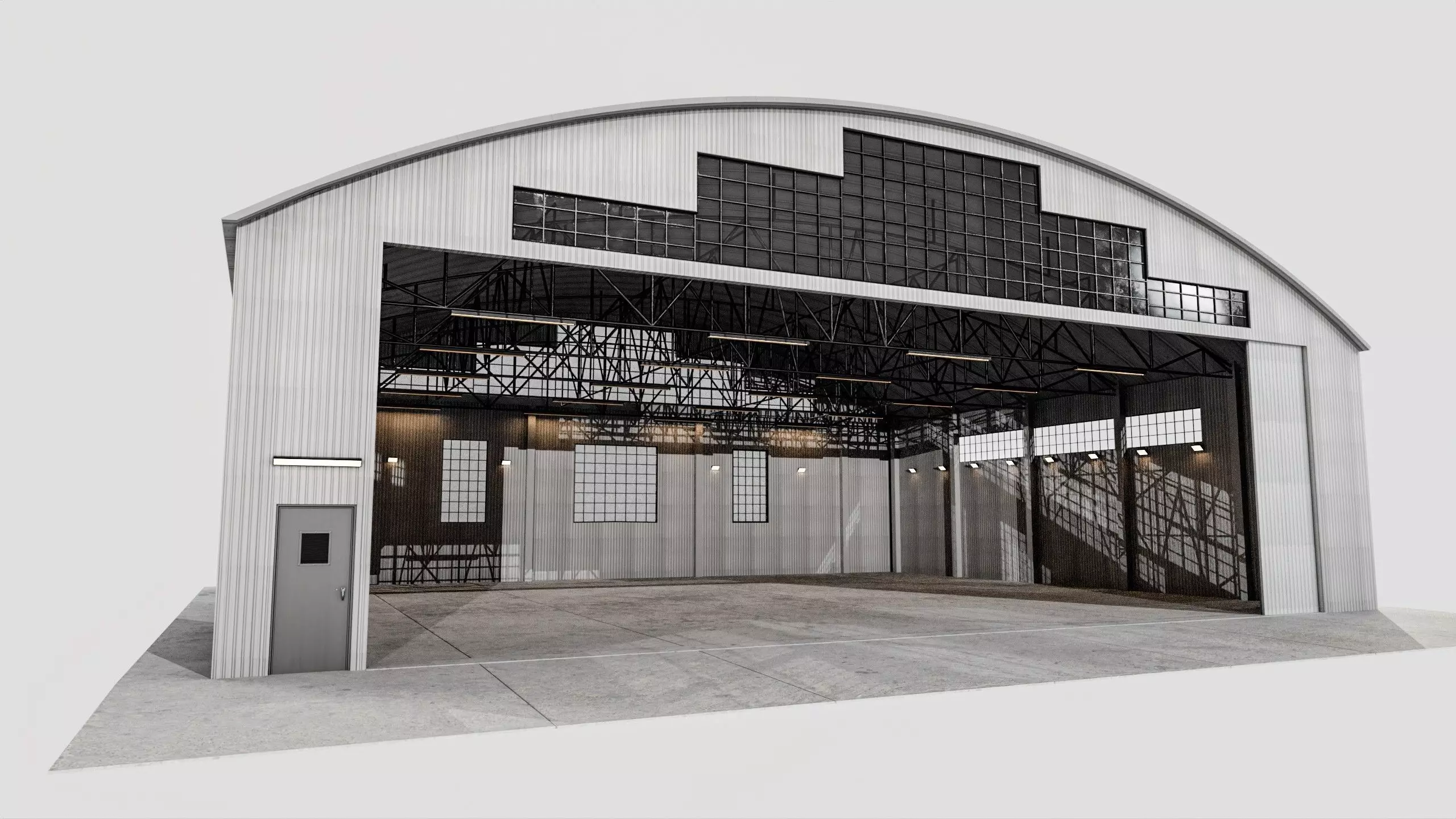 Military Aircraft Hangar 2 Types Low-poly 3D model_8