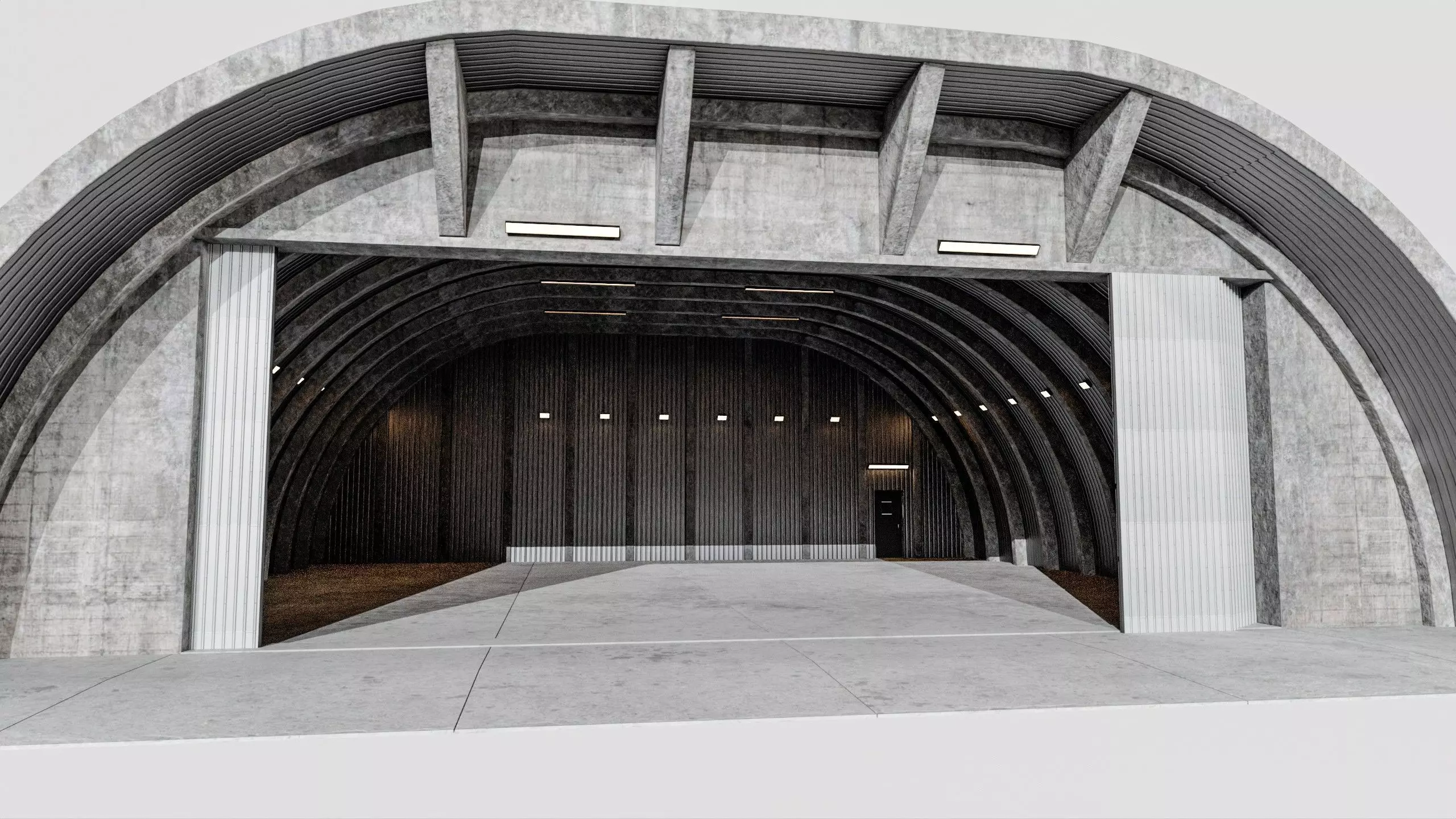 Military Aircraft Hangar 2 Types Low-poly 3D model_7