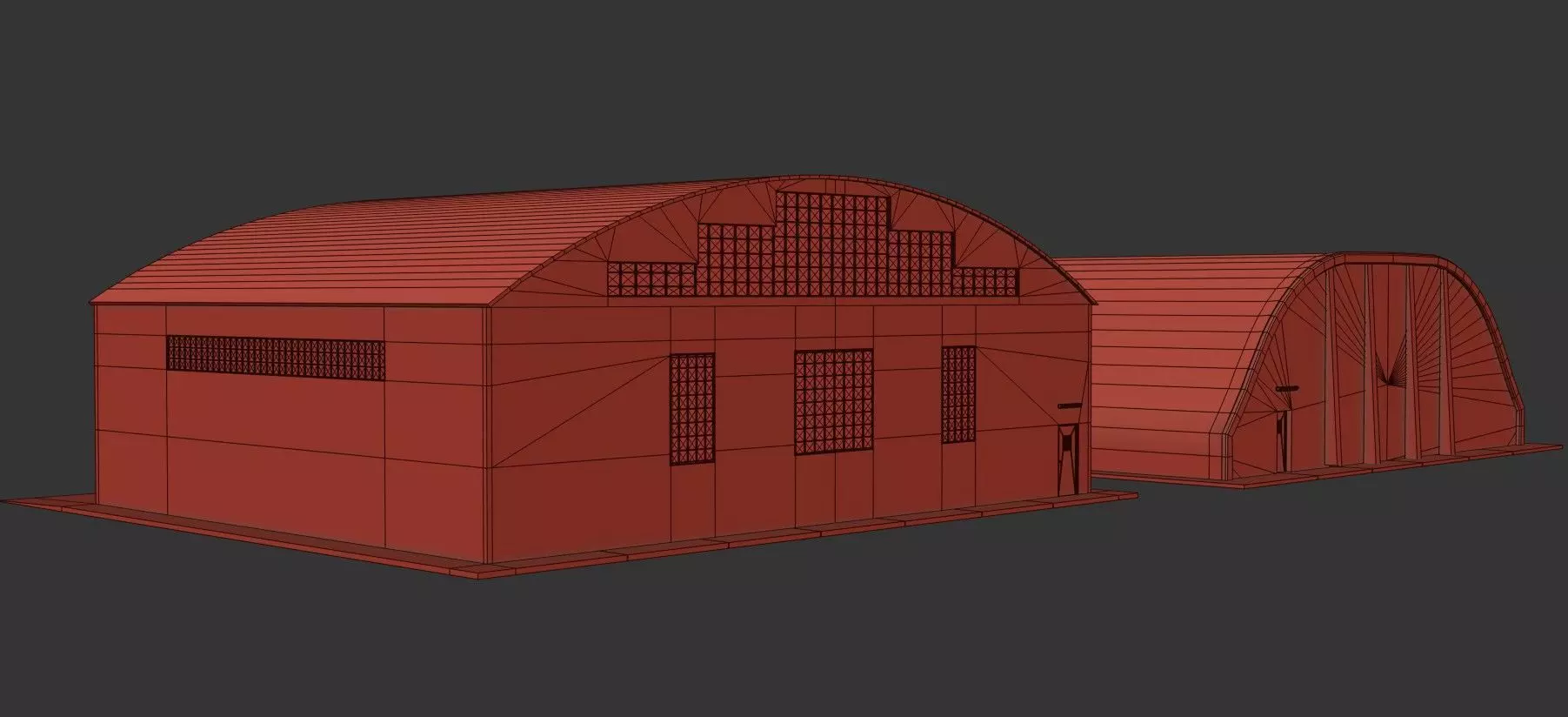 Military Aircraft Hangar 2 Types Low-poly 3D model_44