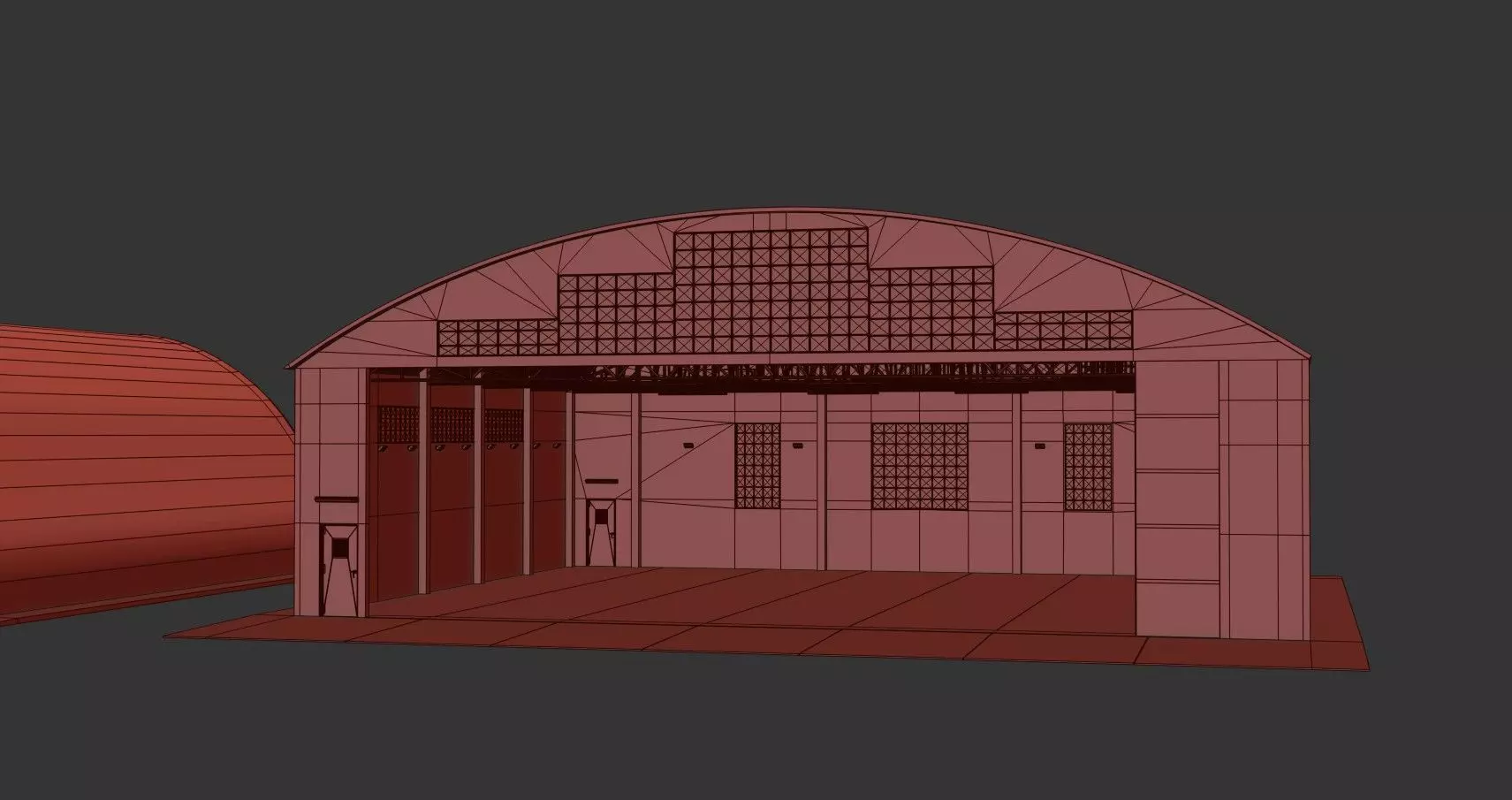 Military Aircraft Hangar 2 Types Low-poly 3D model_39