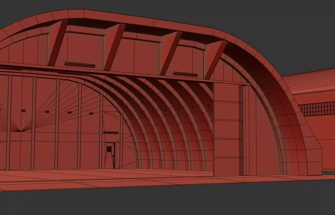 Military Aircraft Hangar 2 Types Low-poly 3D model_47