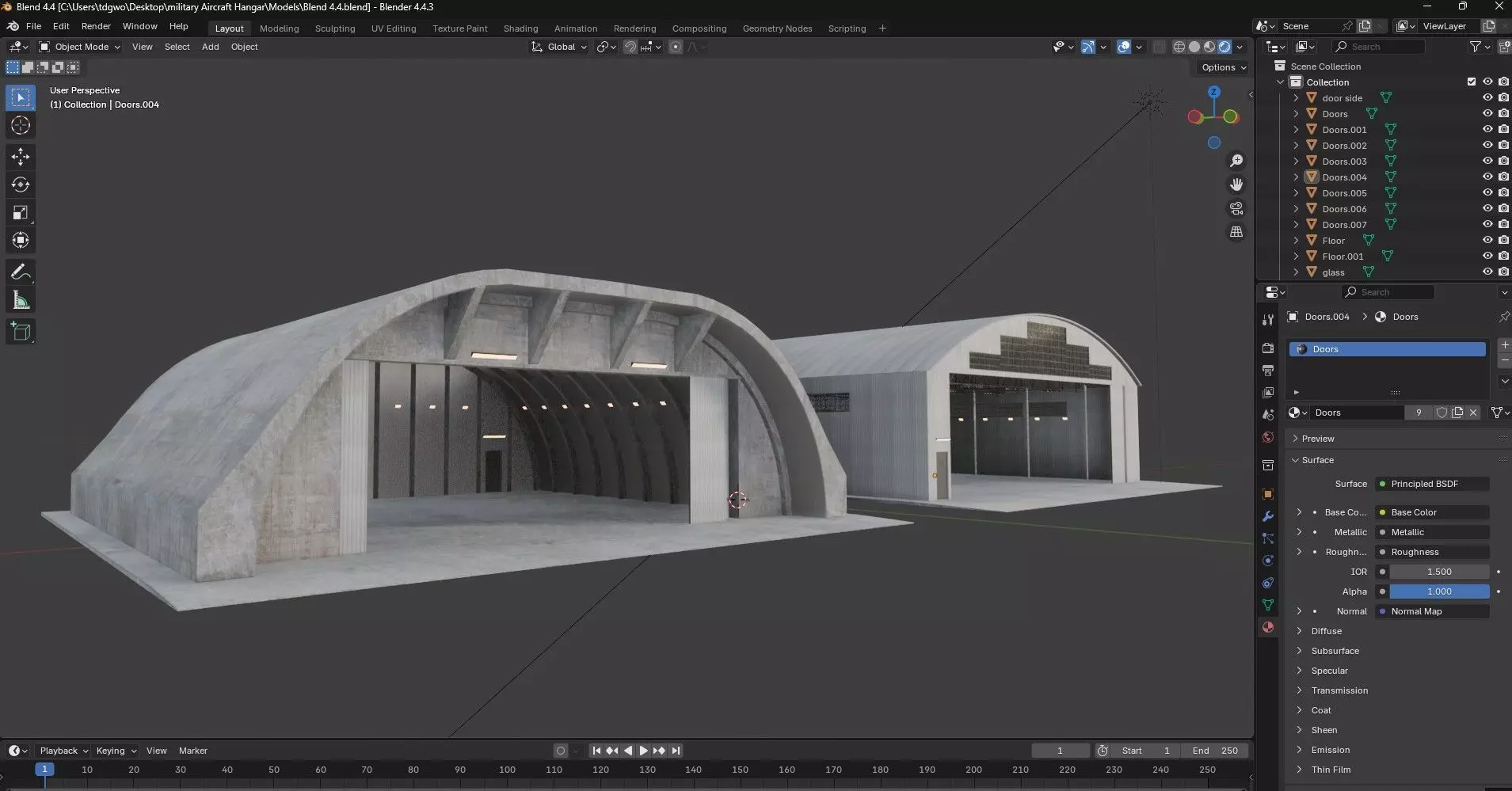 Military Aircraft Hangar 2 Types Low-poly 3D model_38