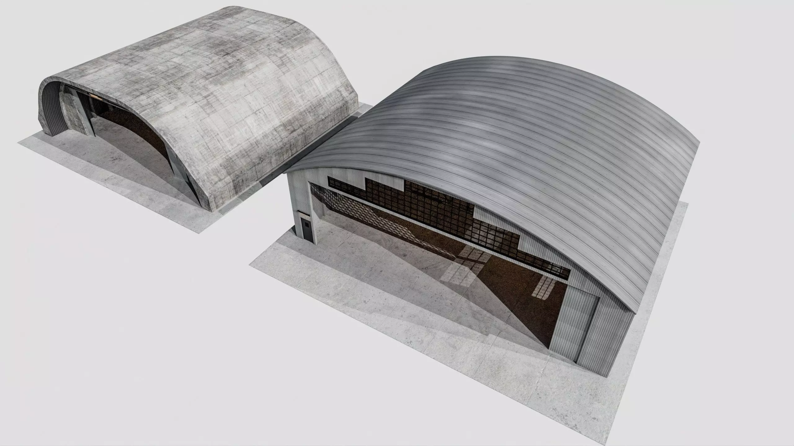 Military Aircraft Hangar 2 Types Low-poly 3D model_32