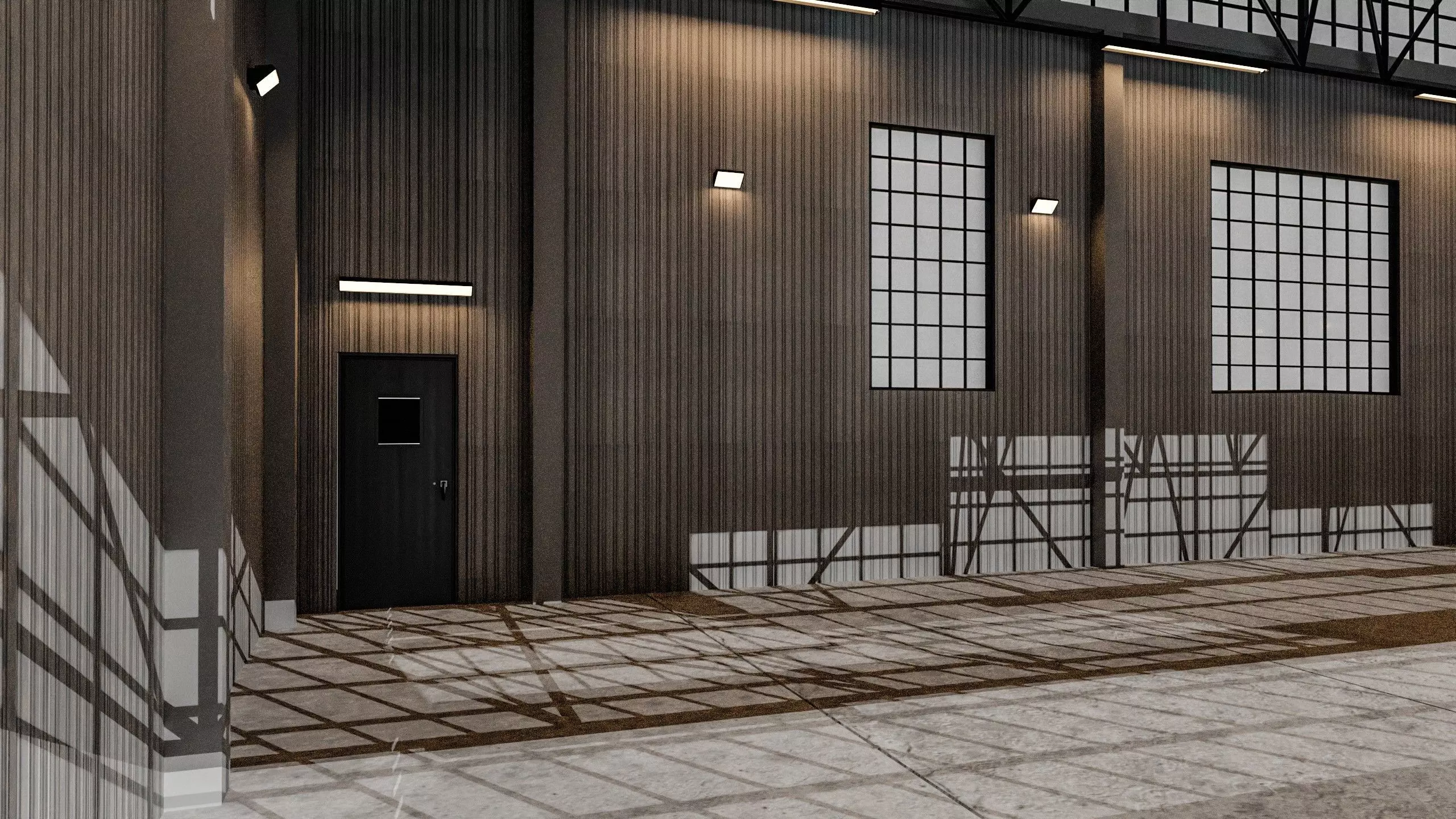 Military Aircraft Hangar 2 Types Low-poly 3D model_25