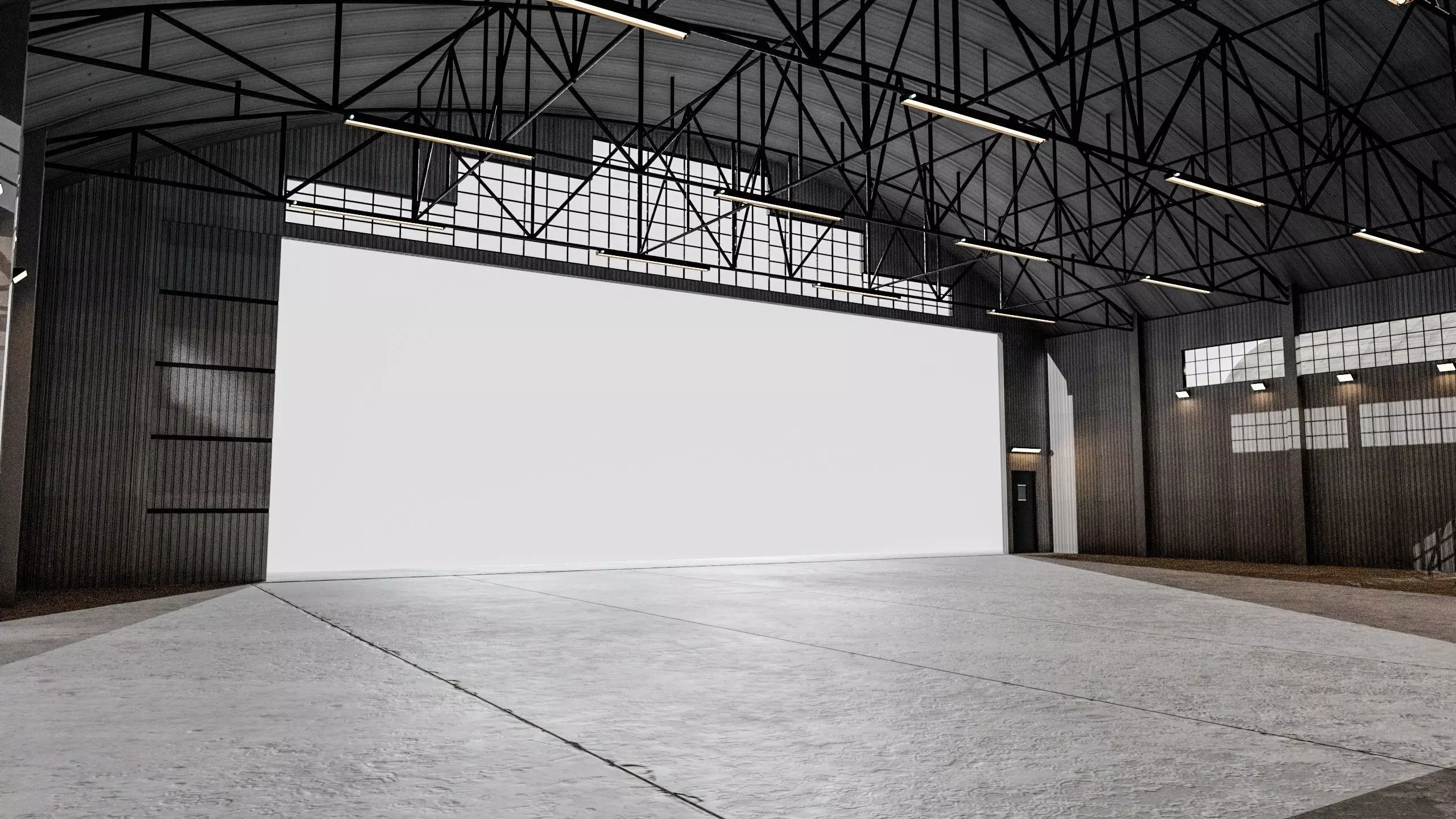 Military Aircraft Hangar 2 Types Low-poly 3D model_29