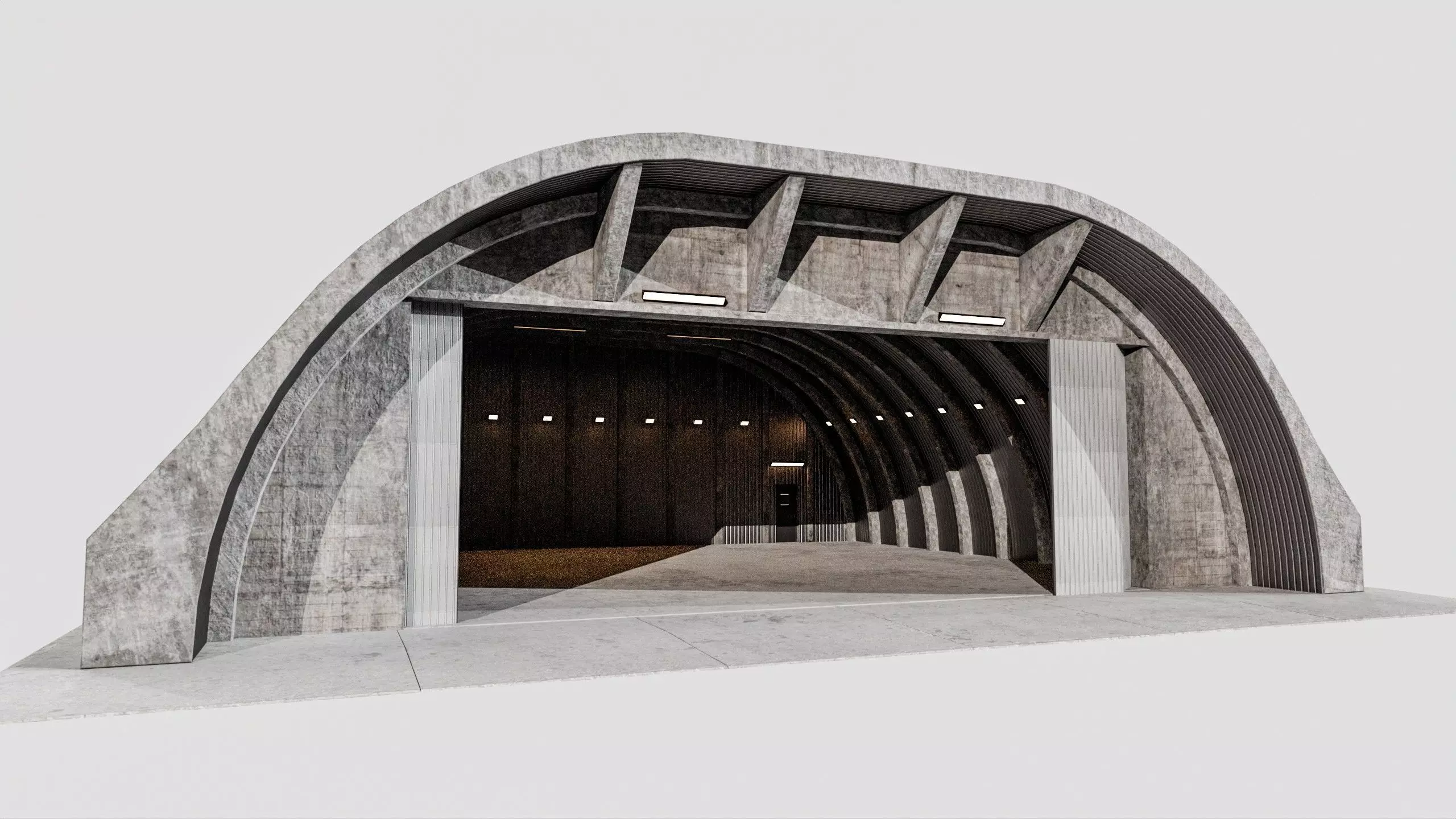 Military Aircraft Hangar 2 Types Low-poly 3D model_10