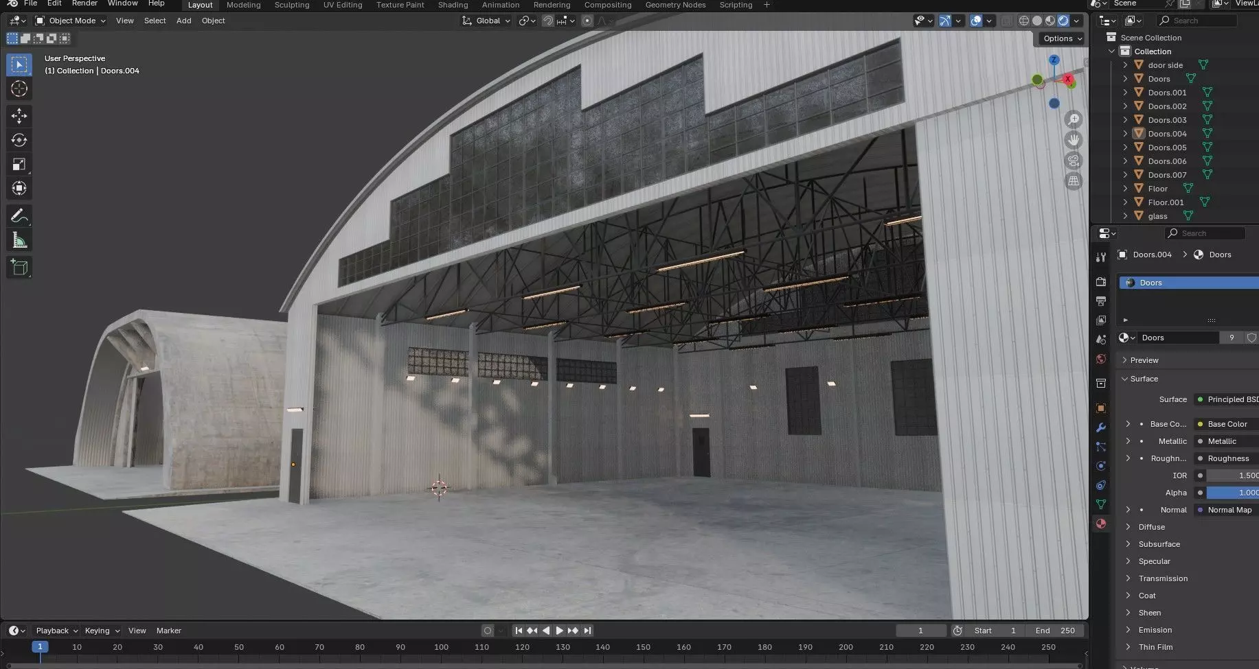 Military Aircraft Hangar 2 Types Low-poly 3D model_36