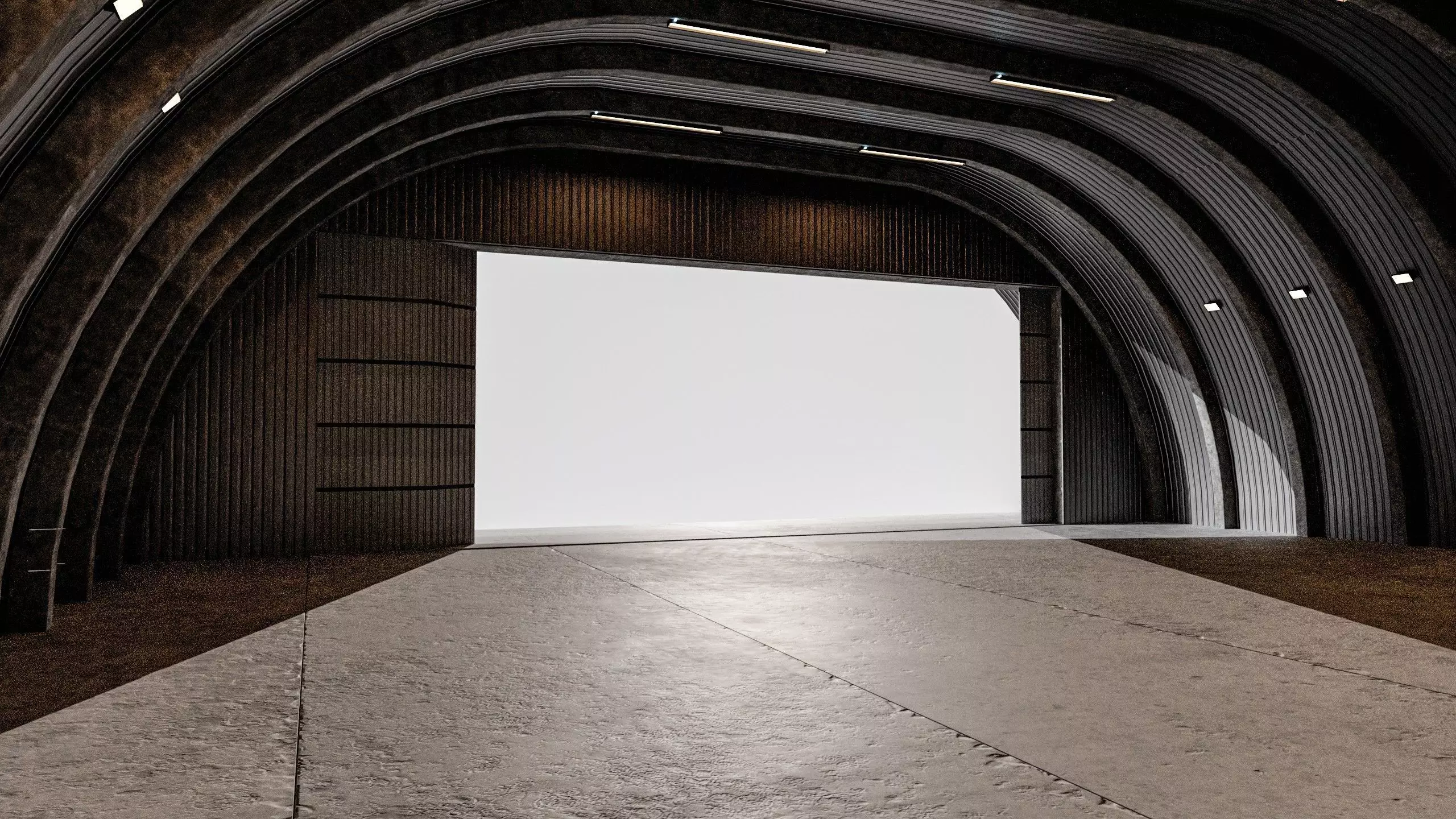 Military Aircraft Hangar 2 Types Low-poly 3D model_14