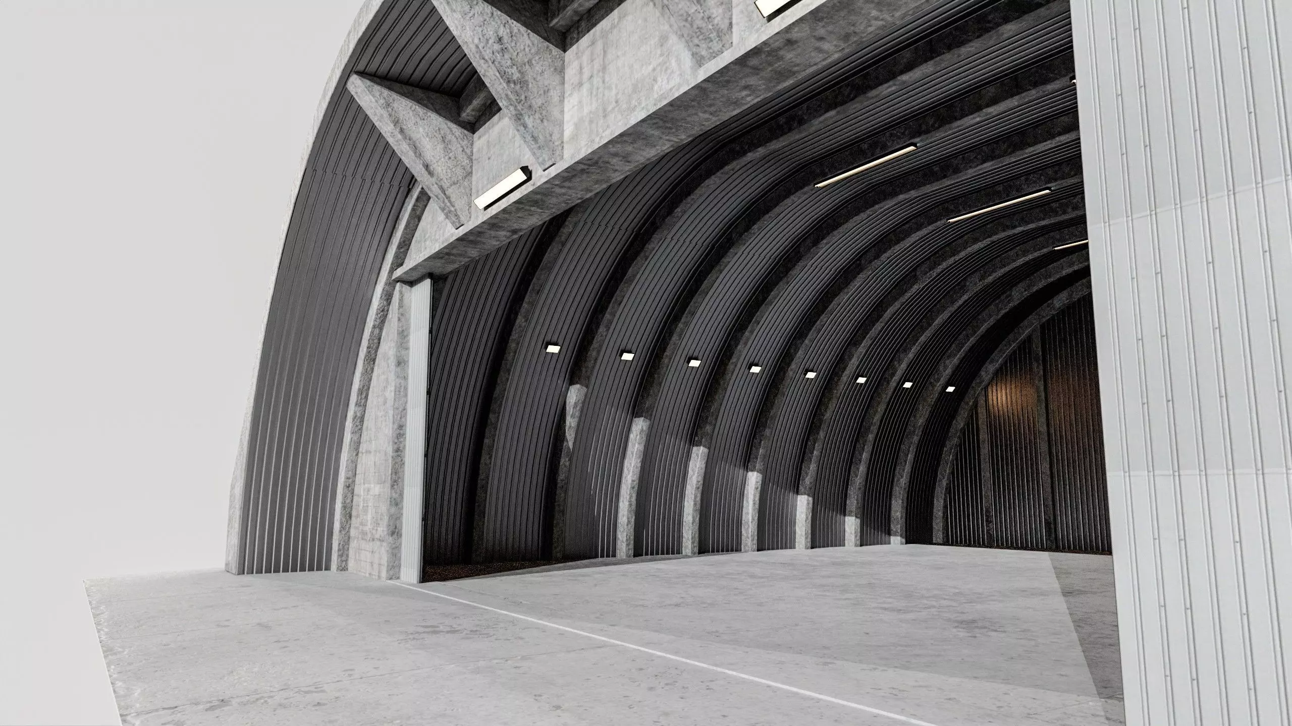 Military Aircraft Hangar 2 Types Low-poly 3D model_21