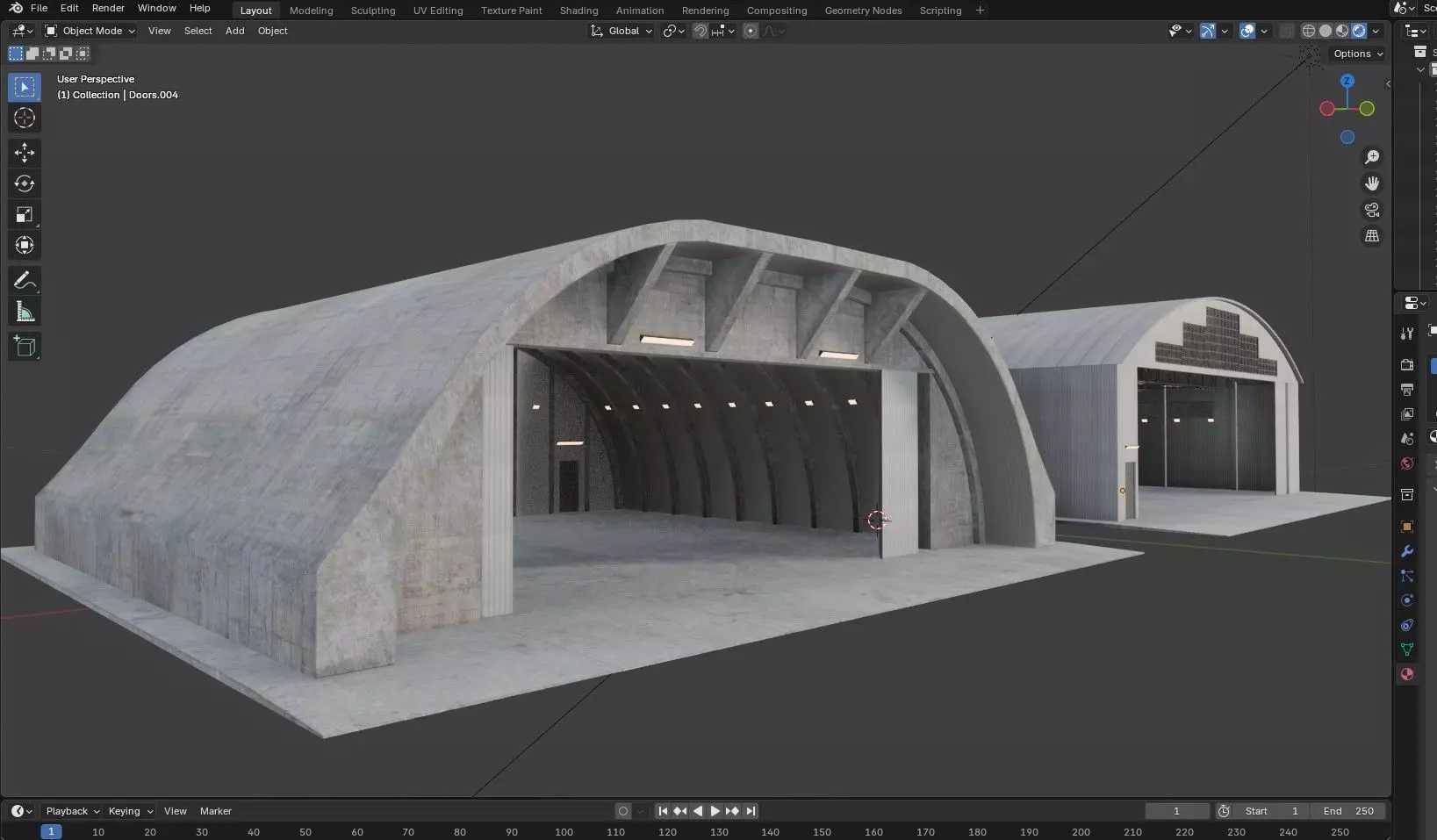 Military Aircraft Hangar 2 Types Low-poly 3D model_40