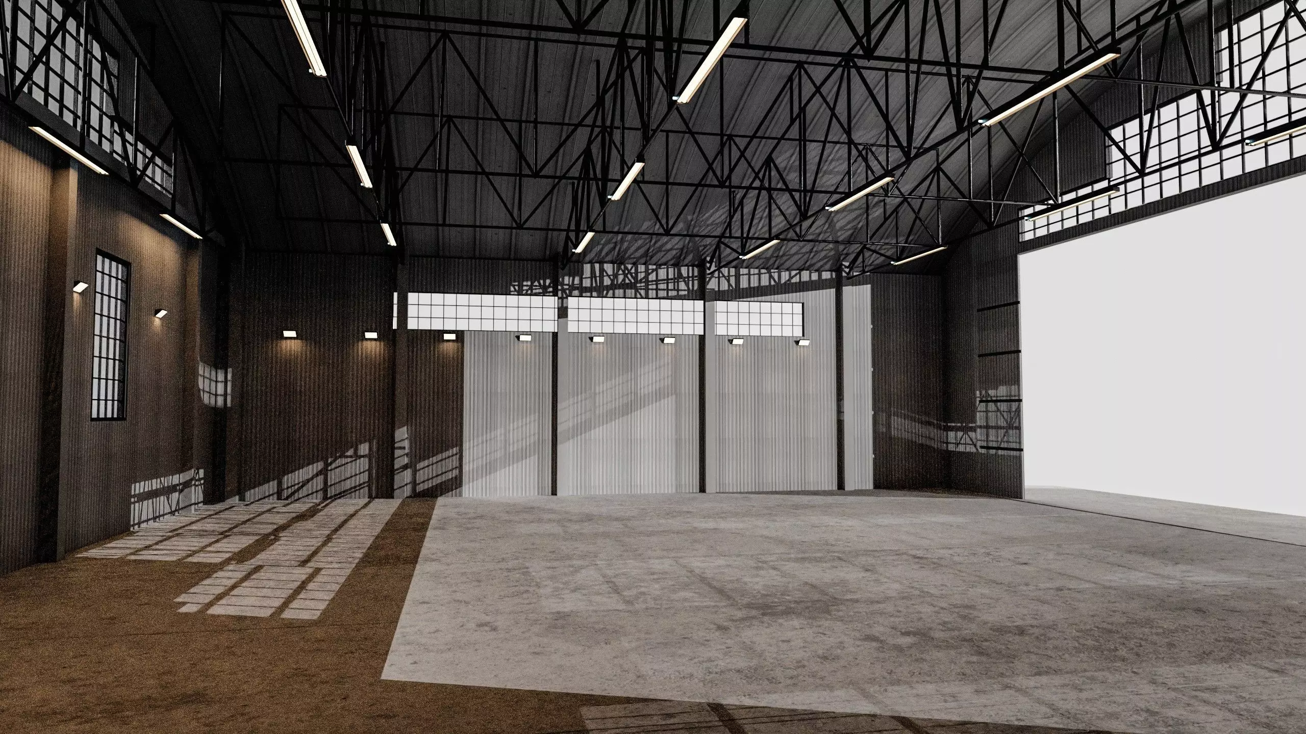 Military Aircraft Hangar 2 Types Low-poly 3D model_11