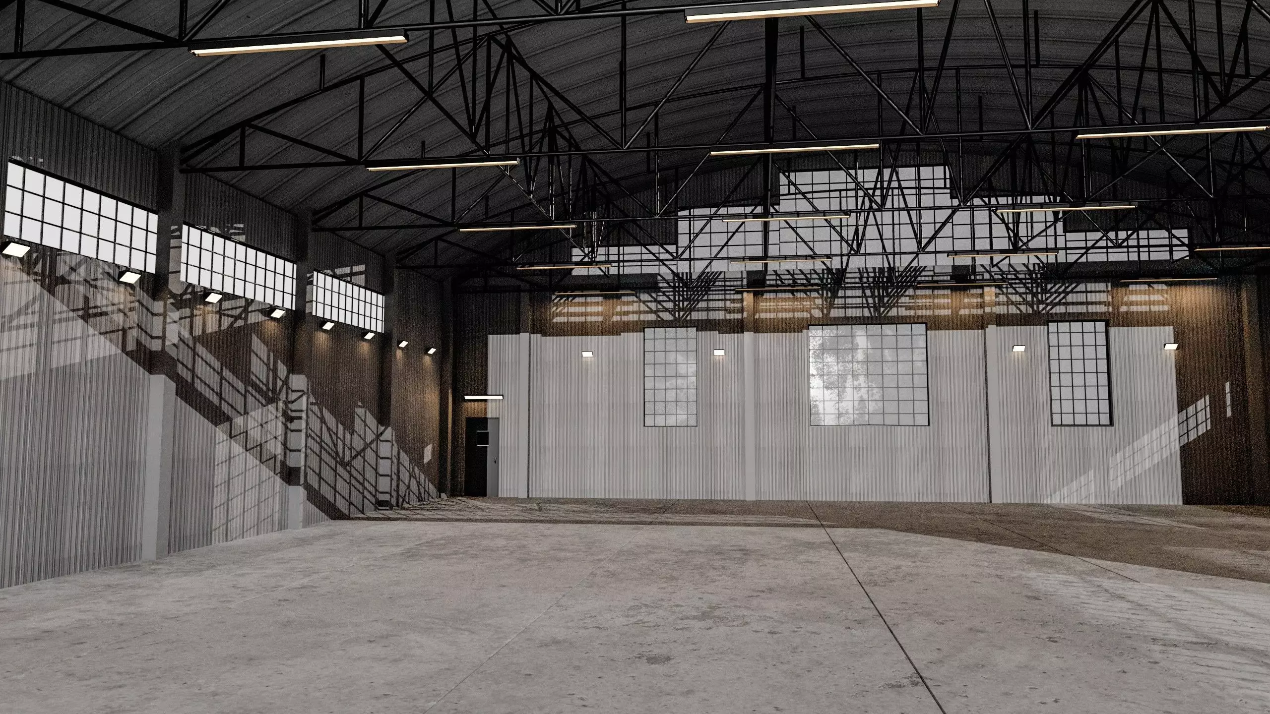 Military Aircraft Hangar 2 Types Low-poly 3D model_12