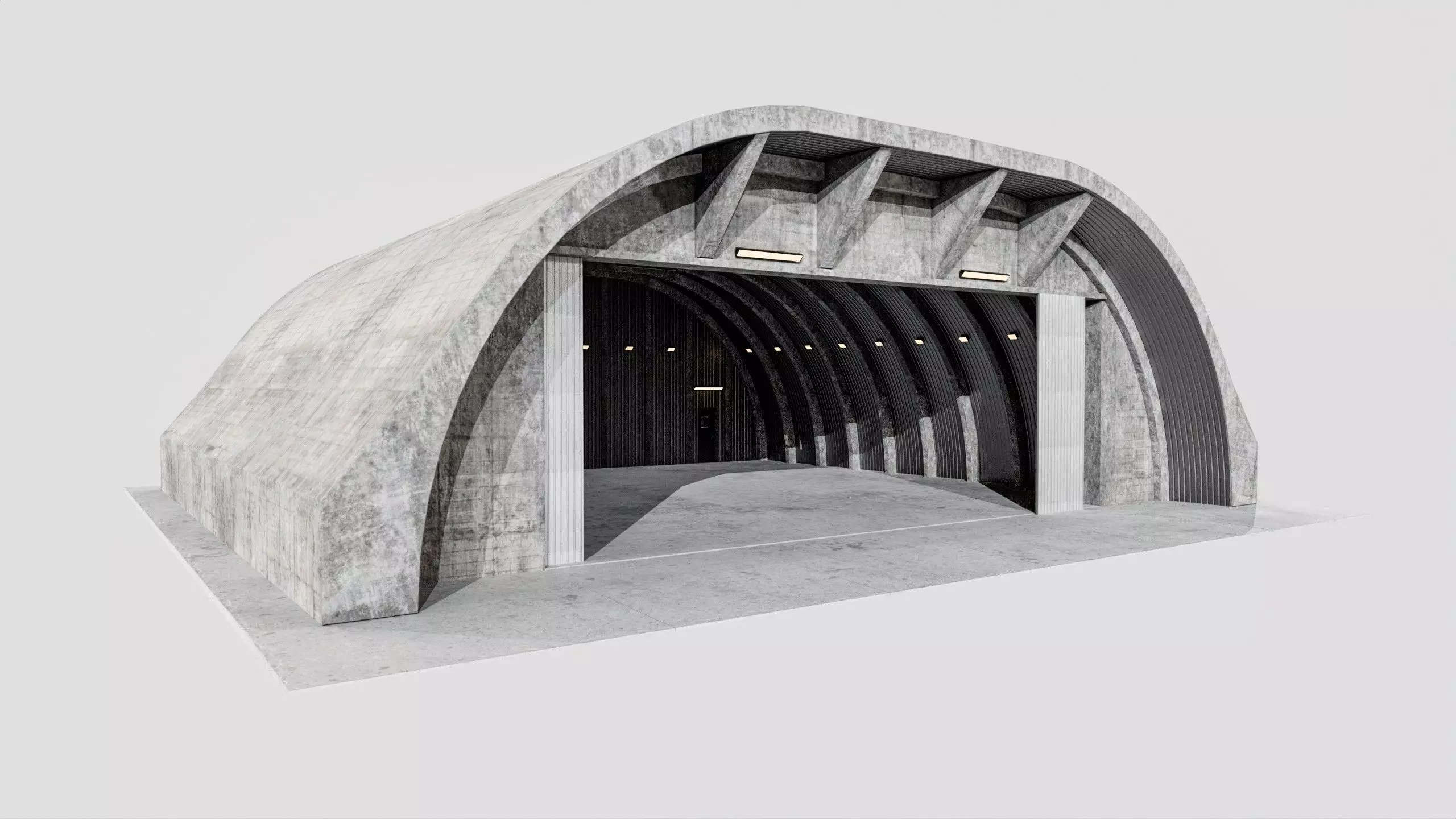 Military Aircraft Hangar 2 Types Low-poly 3D model_34