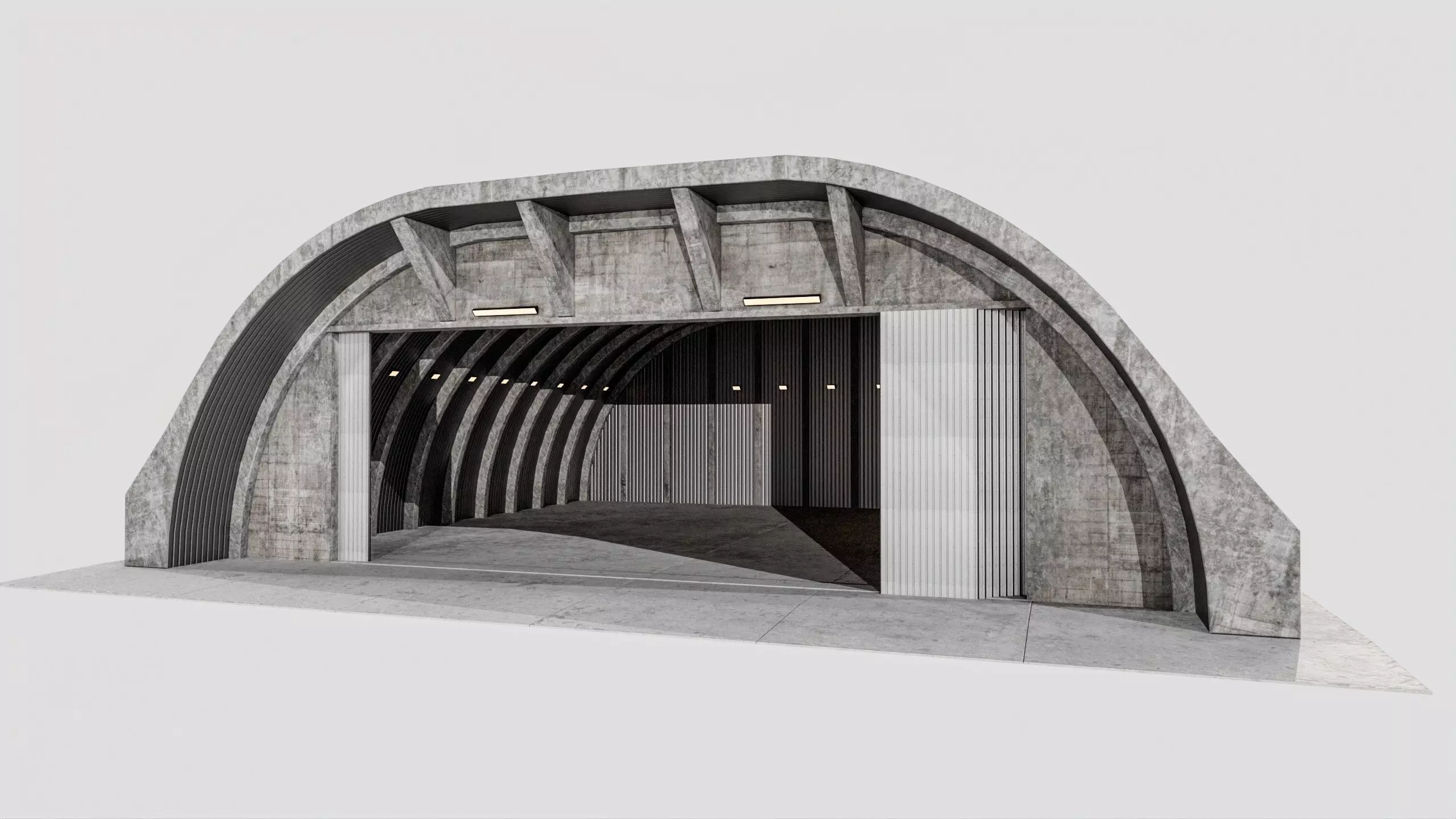 Military Aircraft Hangar 2 Types Low-poly 3D model_23