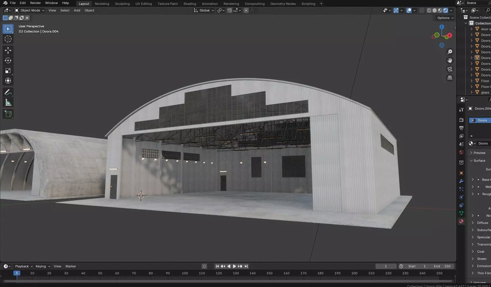 Military Aircraft Hangar 2 Types Low-poly 3D model_35
