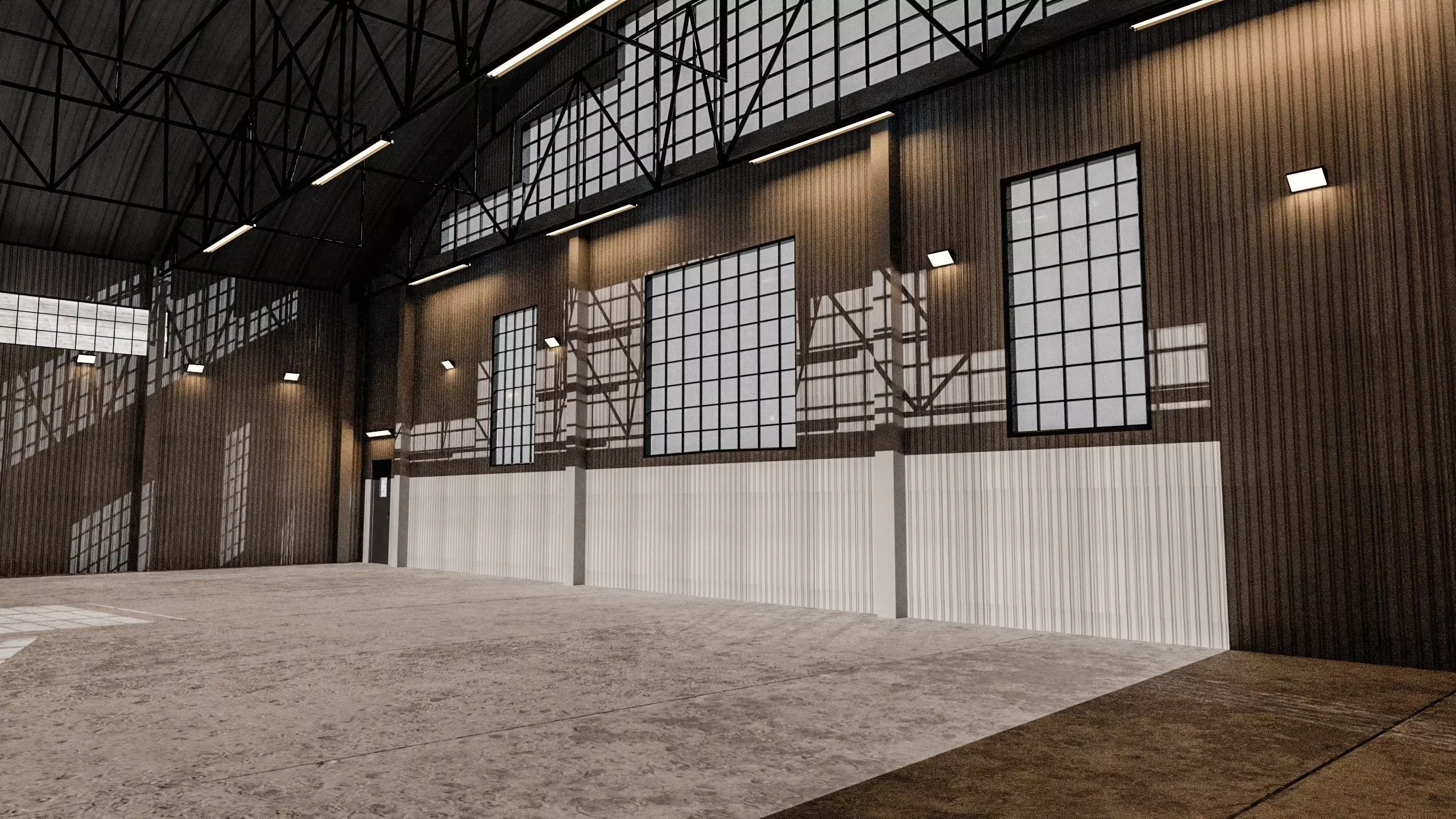 Military Aircraft Hangar 2 Types Low-poly 3D model_28