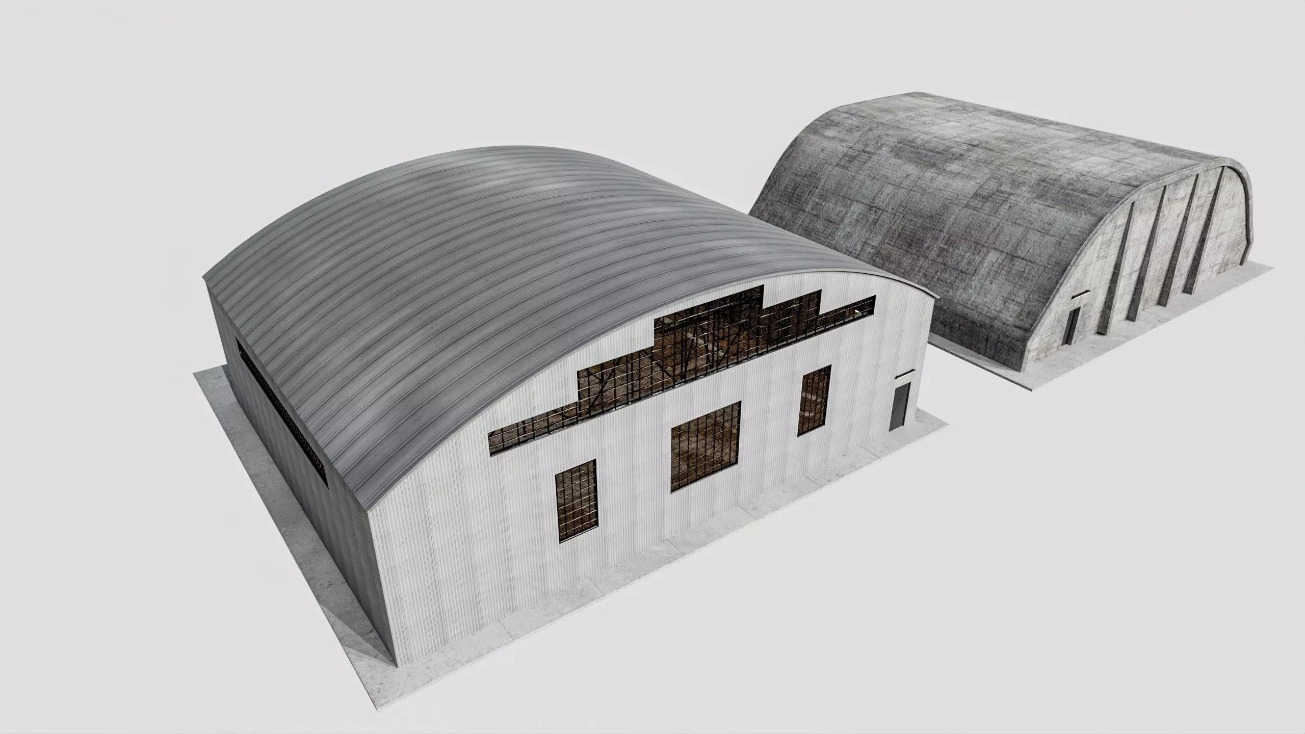 Military Aircraft Hangar 2 Types Low-poly 3D model_31