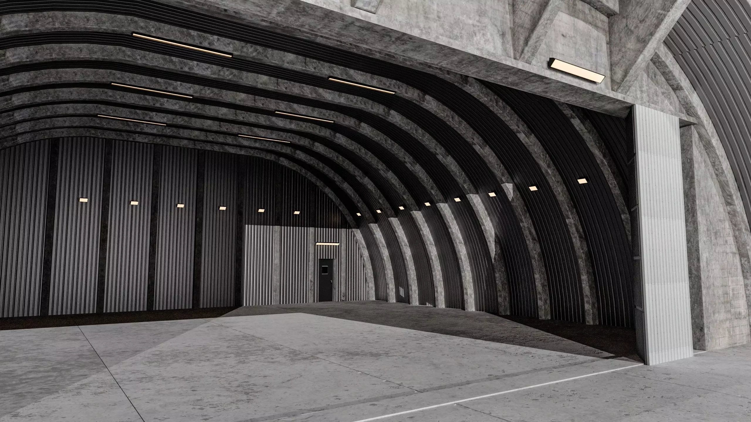 Military Aircraft Hangar 2 Types Low-poly 3D model_26