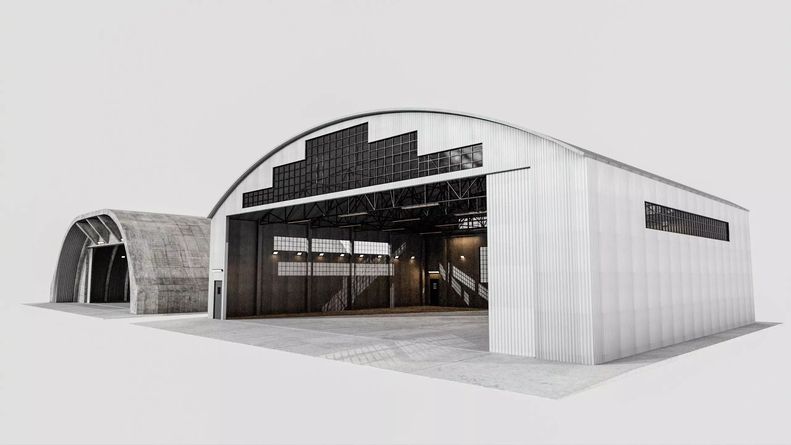 Military Aircraft Hangar 2 Types Low-poly 3D model_27