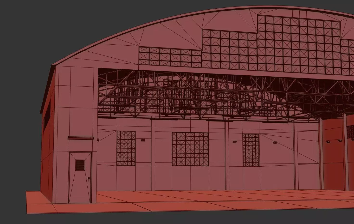 Military Aircraft Hangar 2 Types Low-poly 3D model_46