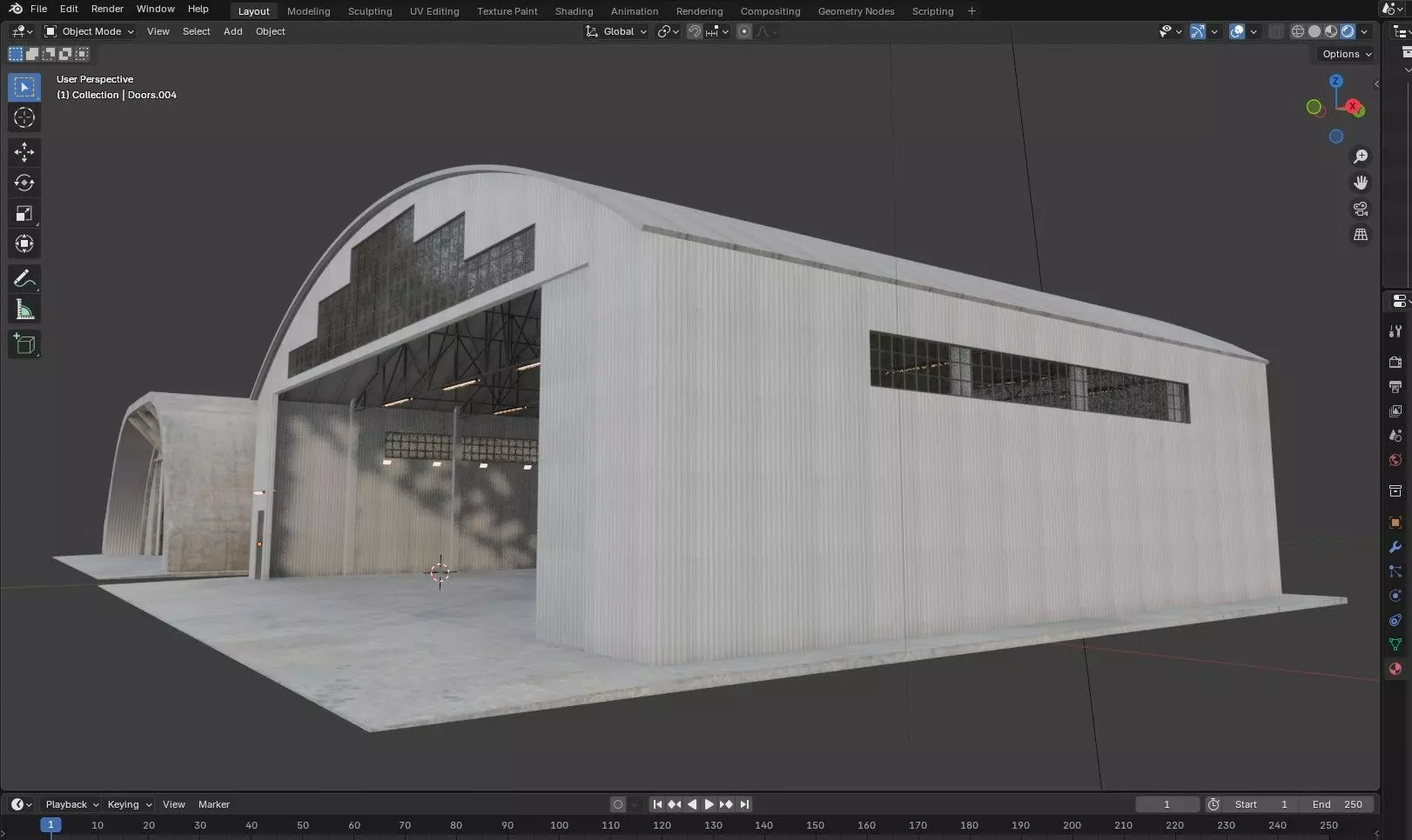 Military Aircraft Hangar 2 Types Low-poly 3D model_16