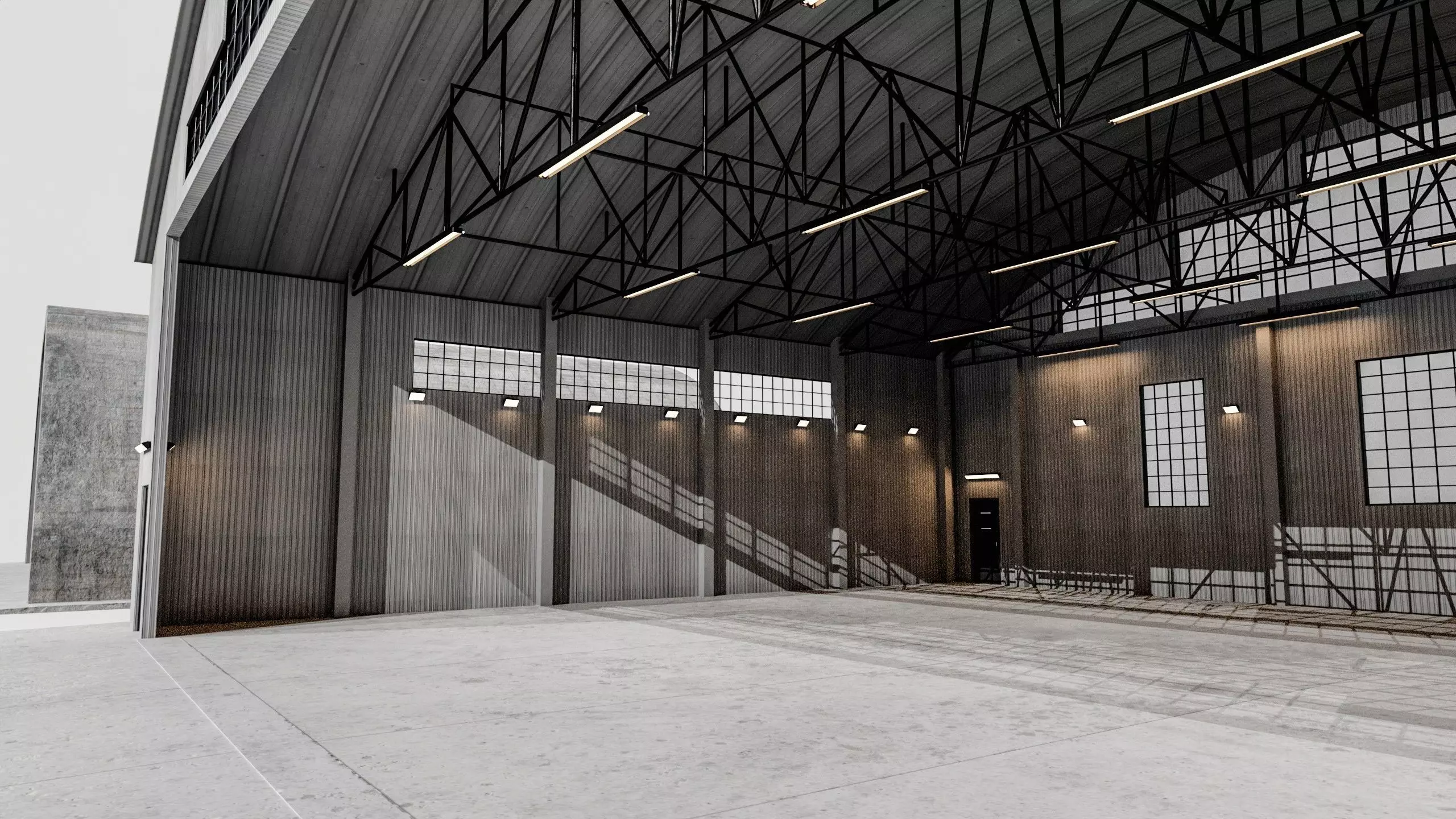 Military Aircraft Hangar 2 Types Low-poly 3D model_37