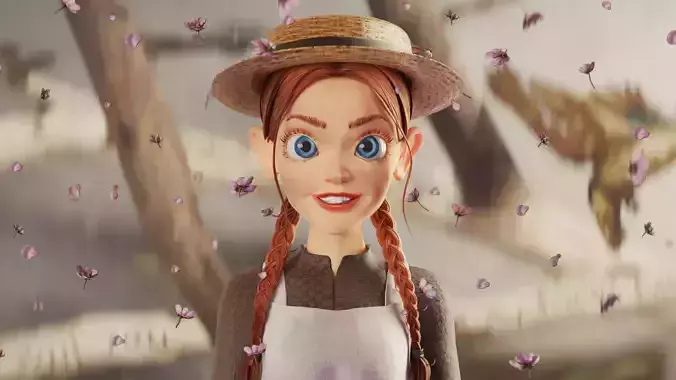 Anne of Green Gables Pixar Style Character Blend File